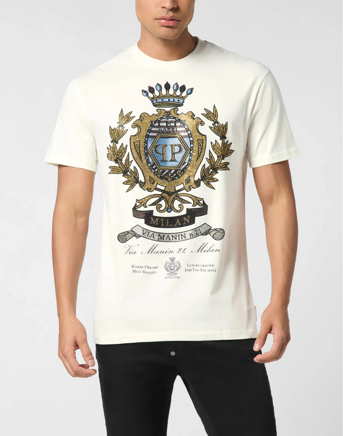 Round Neck T-Shirt Stones Crest, цвет: Бежевый