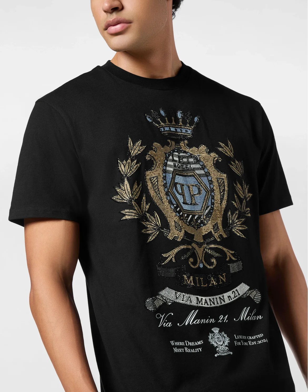 Round Neck T-Shirt Stones Crest, цвет: Черный