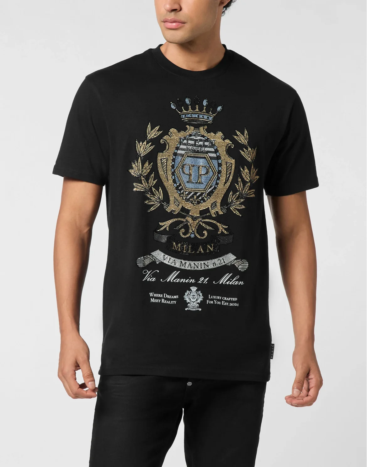Round Neck T-Shirt Stones Crest, цвет: Черный
