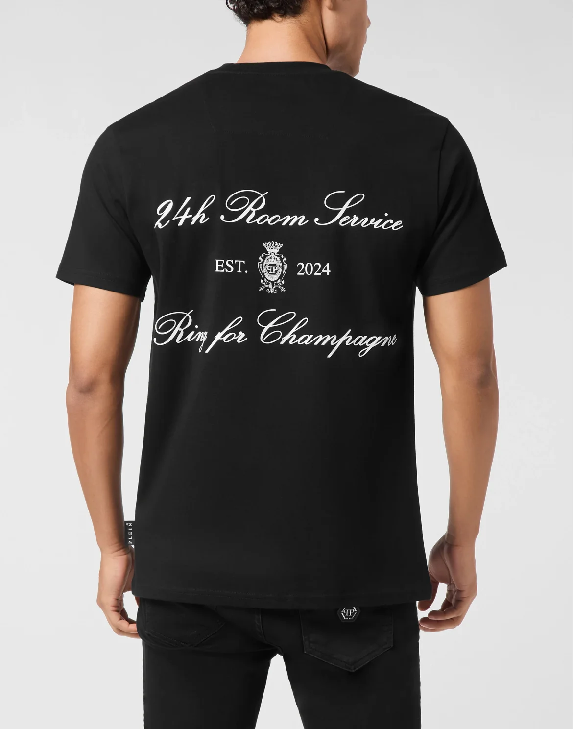 Embroidered Round Neck T-Shirt Plein Hotel, цвет: Черный
