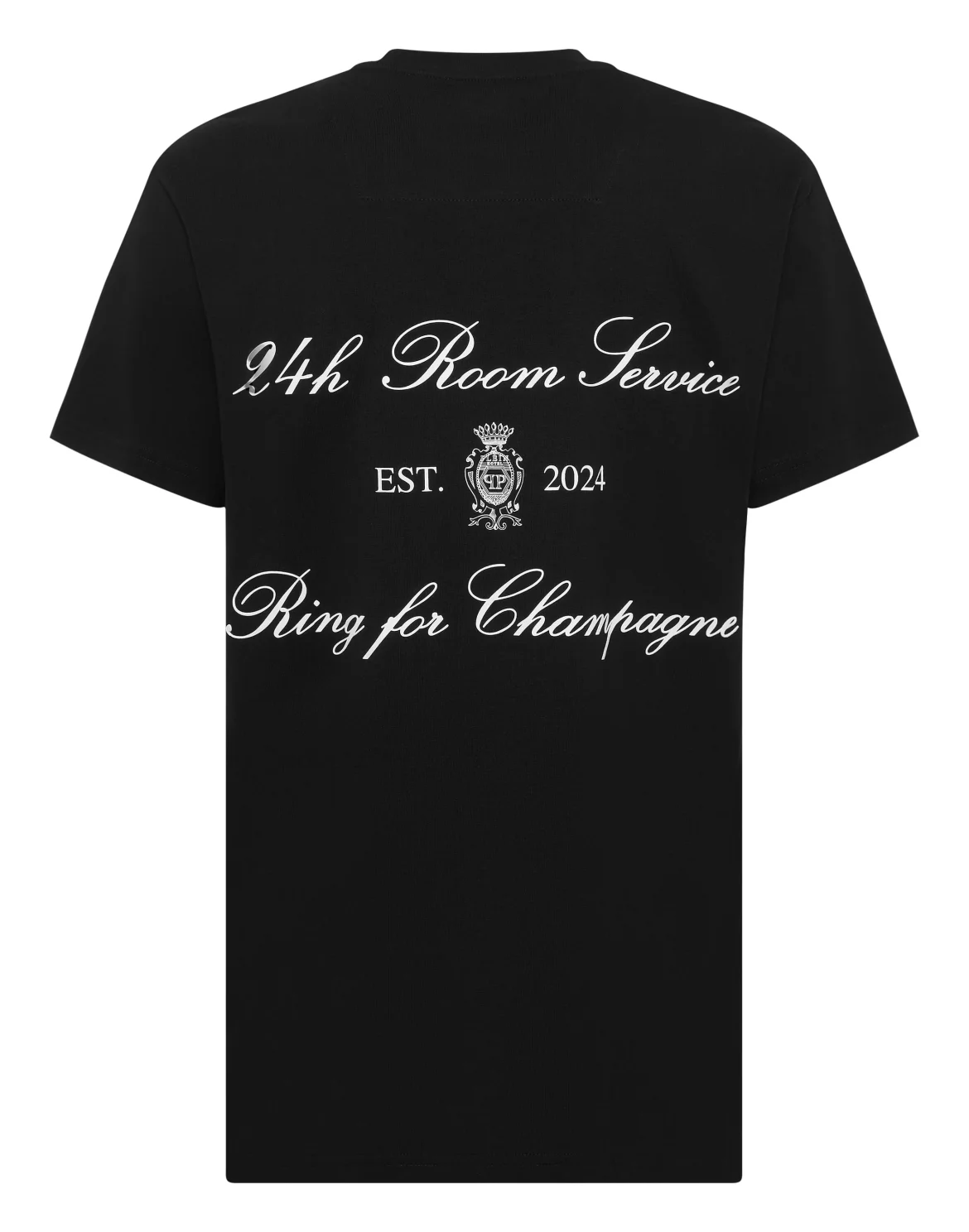 Embroidered Round Neck T-Shirt Plein Hotel, цвет: Черный