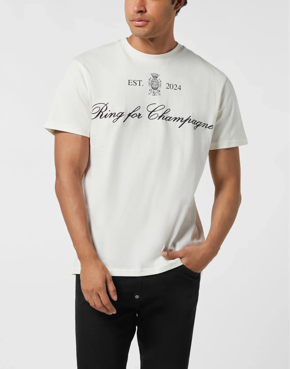 Embroidered Round Neck T-Shirt Stones, цвет: Бежевый