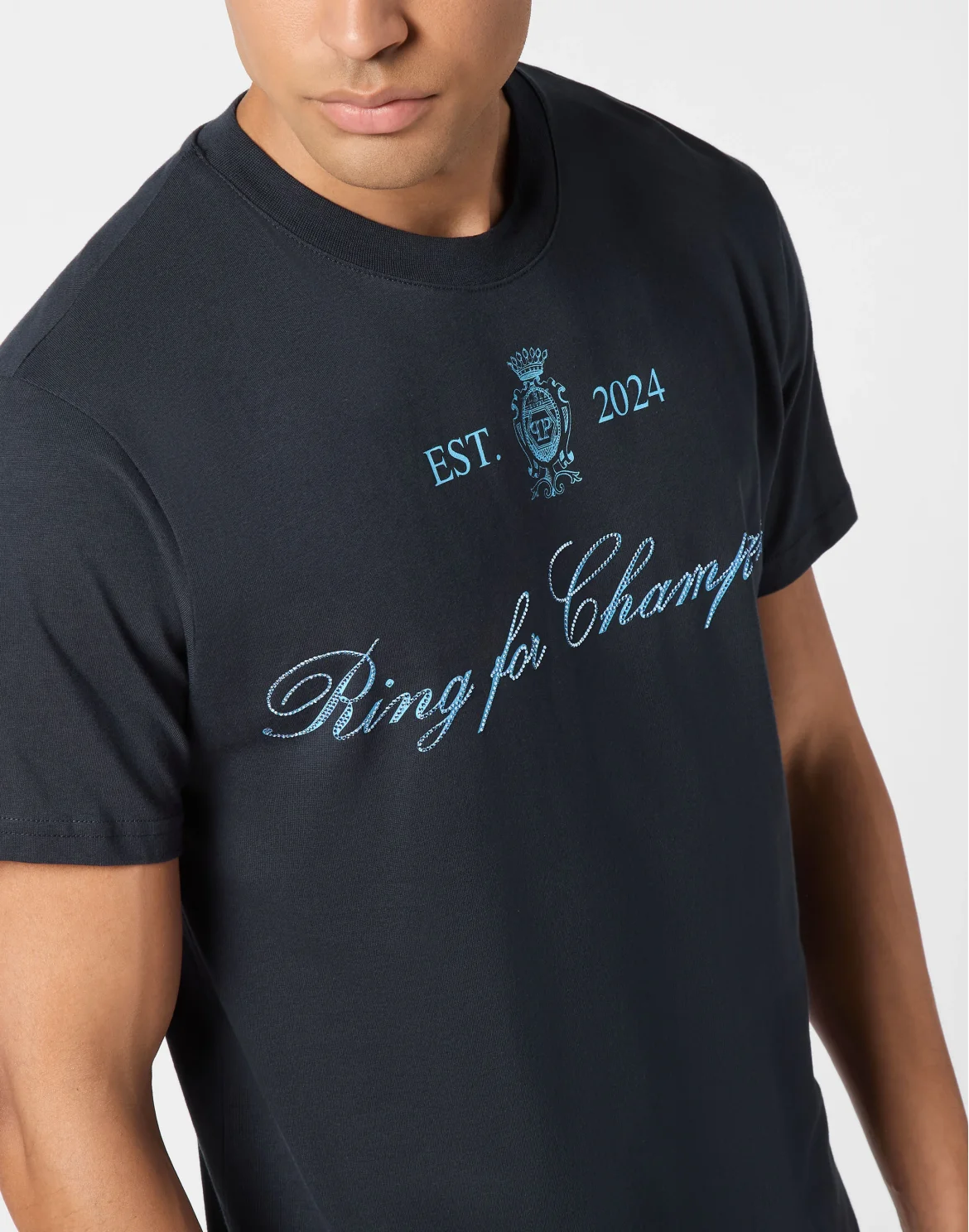 Embroidered Round Neck T-Shirt Stones, цвет: Синий