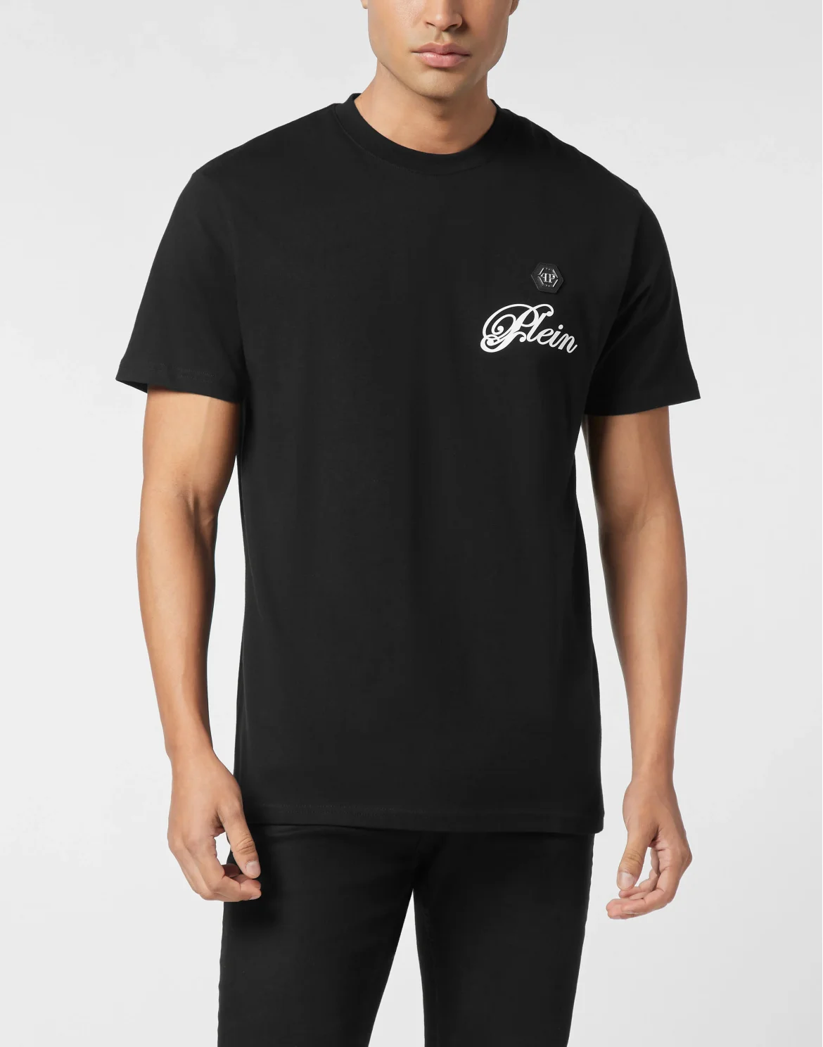 Printed Round Neck T-Shirt Signature, цвет: Черный