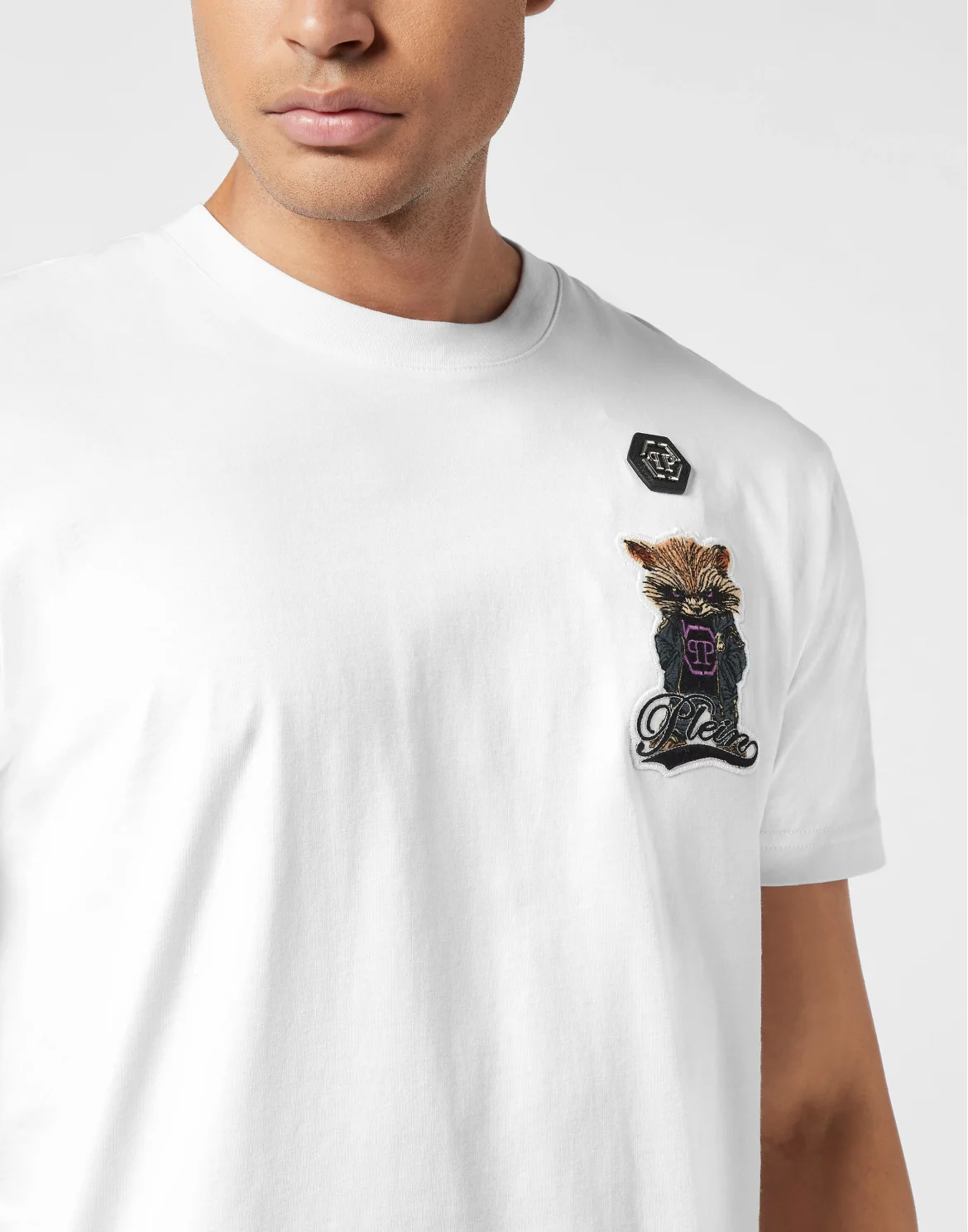 Round Neck T-Shirt Plein Raccoon Signature, цвет: Белый