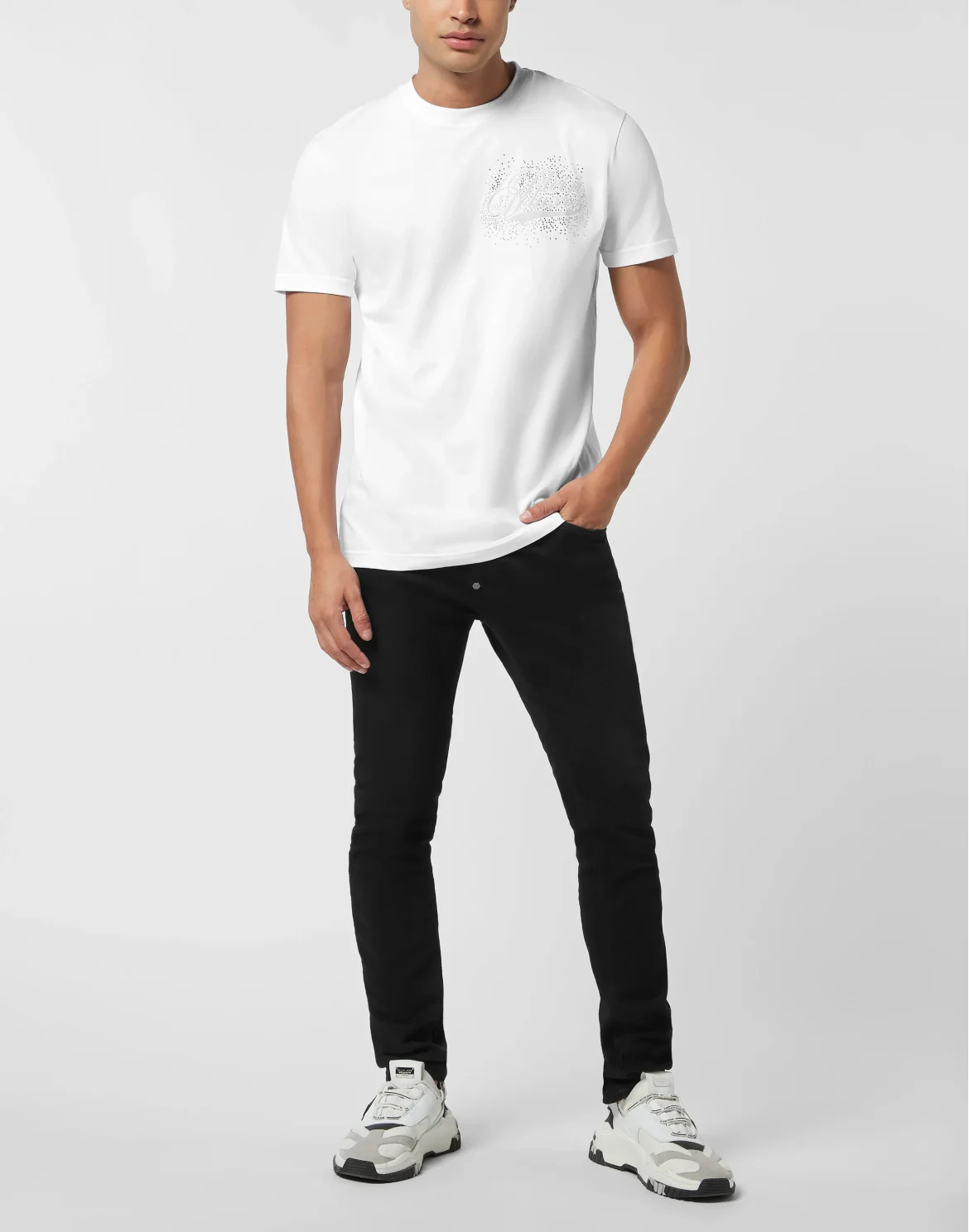 Round Neck T-Shirt Plein Deluxe Stones, цвет: Белый