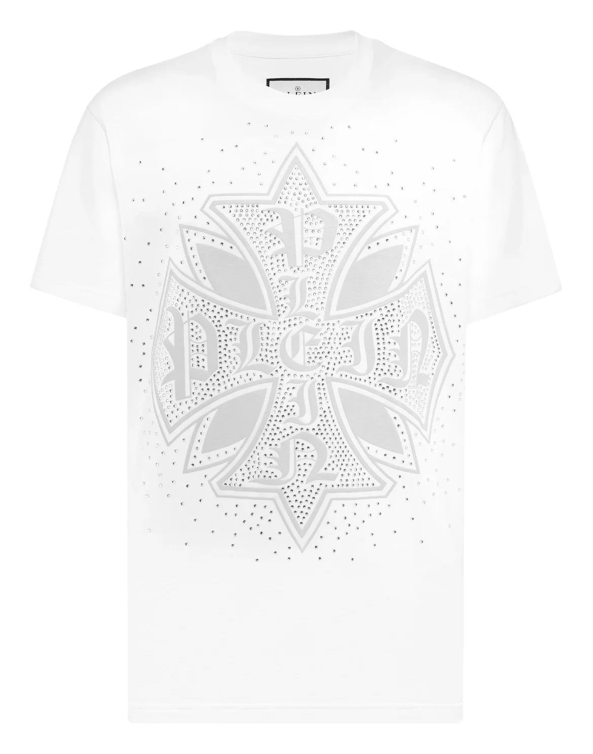 Round Neck T-Shirt Plein Cross Stones, цвет: Белый