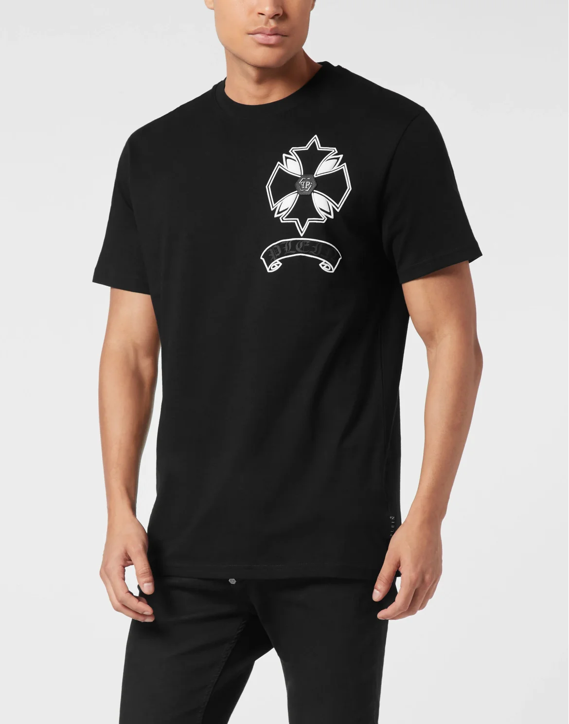 Round Neck T-Shirt Puffy Chrome Crest, цвет: Черный