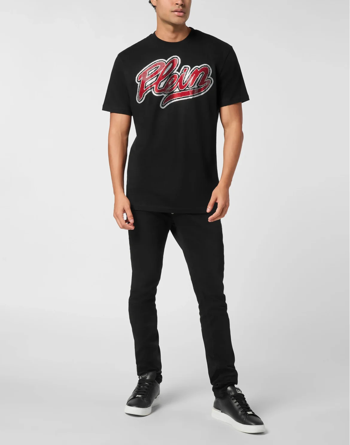 Round Neck T-Shirt Strass Signature, цвет: Черный