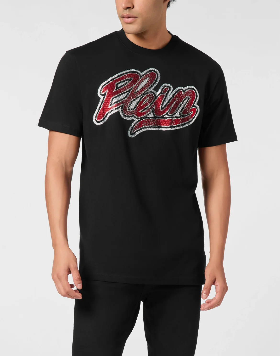Round Neck T-Shirt Strass Signature, цвет: Черный
