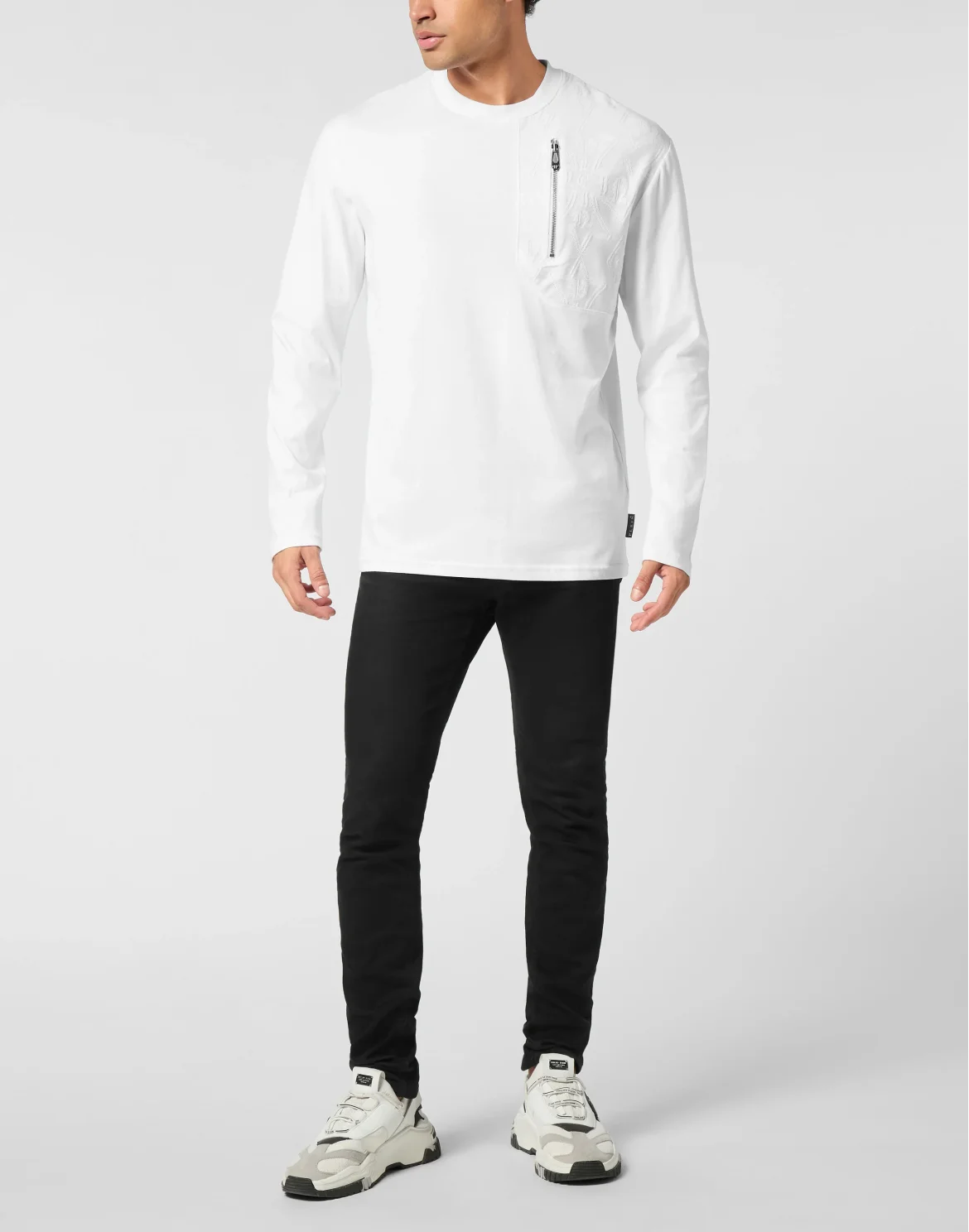 Long Sleeve T-Shirt With Jacquard Crest Insert, цвет: Белый