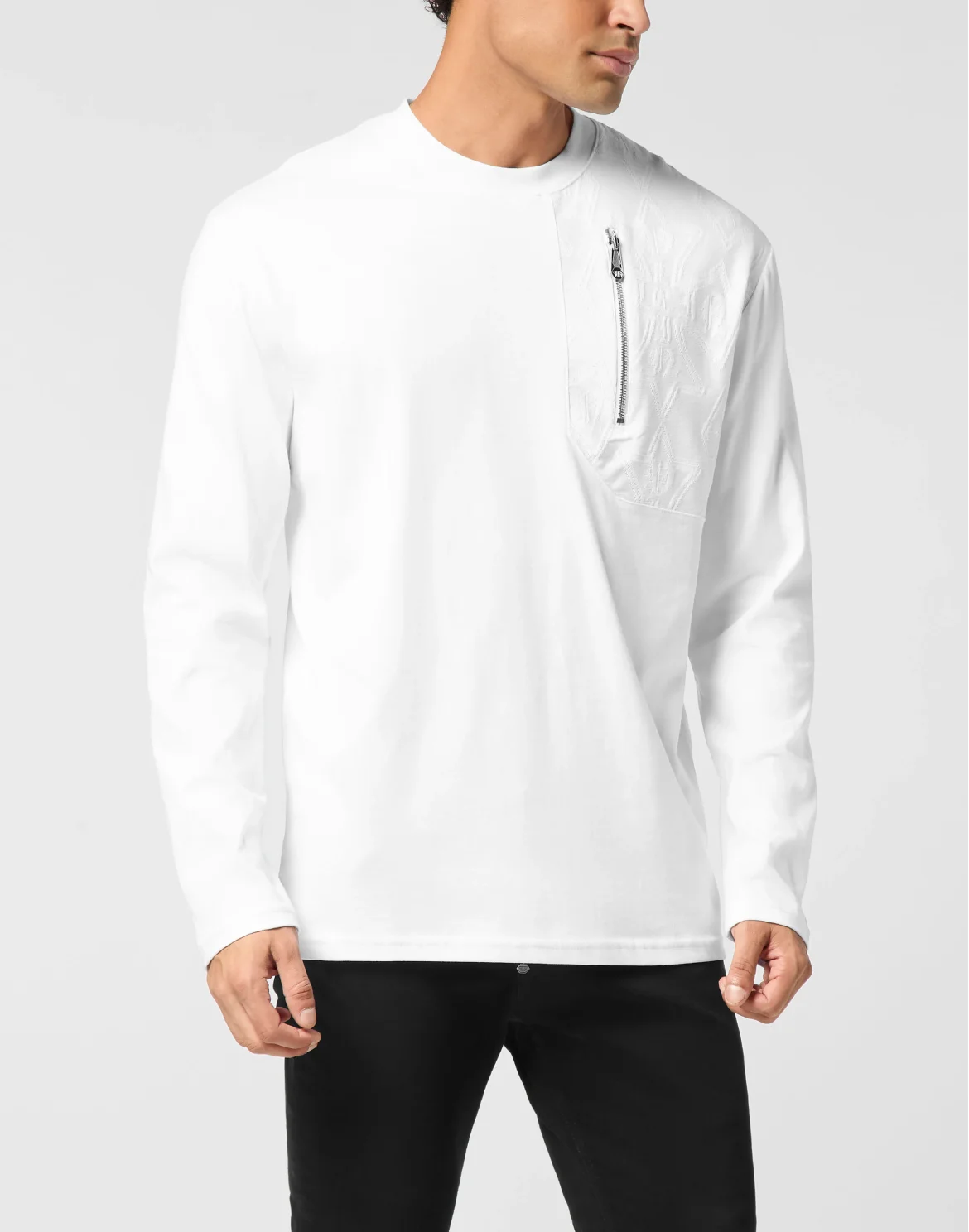 Long Sleeve T-Shirt With Jacquard Crest Insert, цвет: Белый