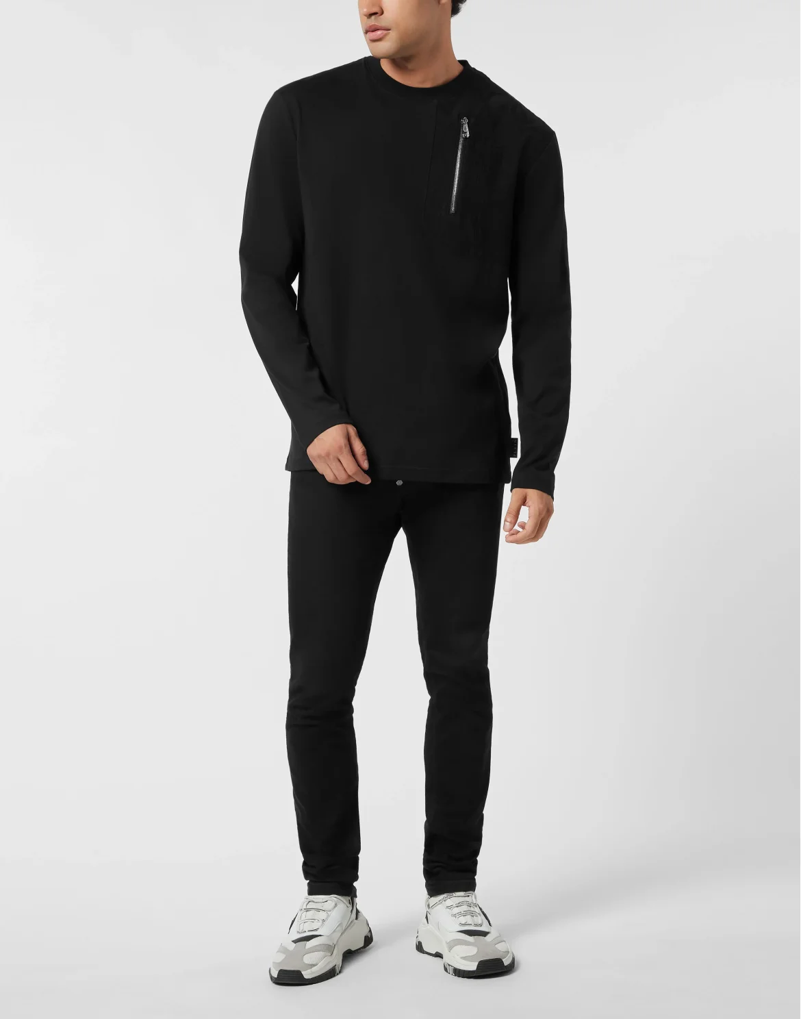 Long Sleeve T-Shirt With Jacquard Crest Insert, цвет: Черный