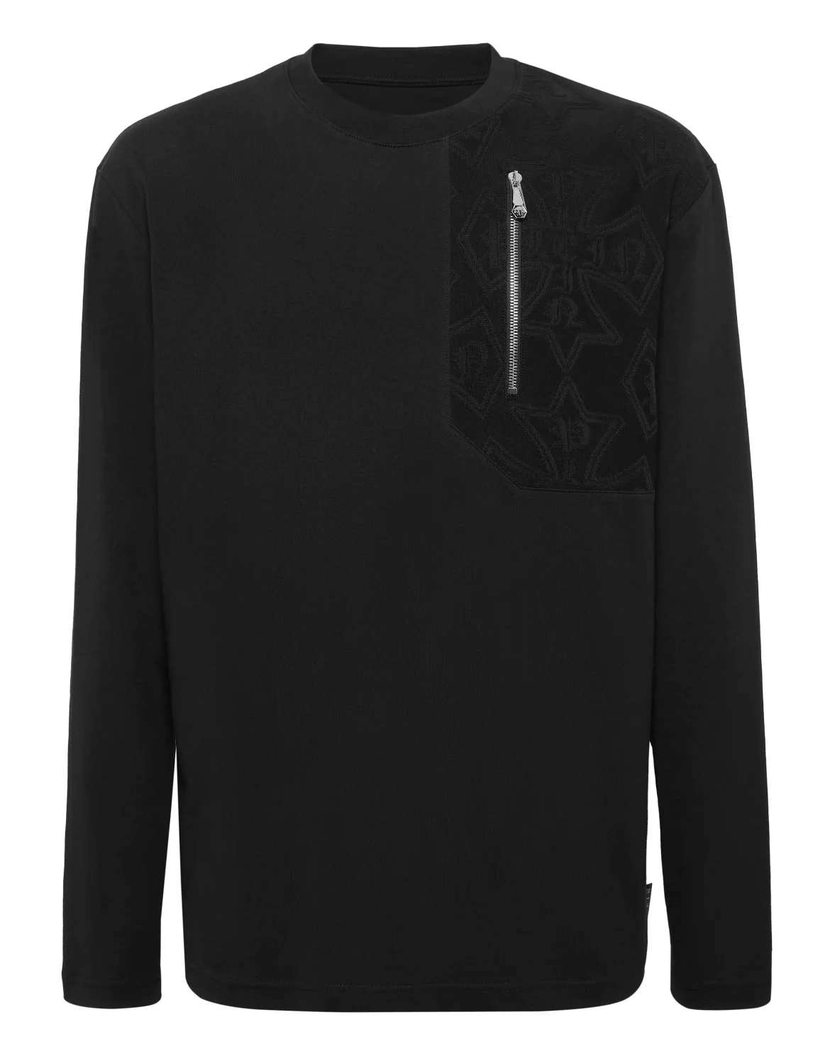 Long Sleeve T-Shirt With Jacquard Crest Insert, цвет: Черный