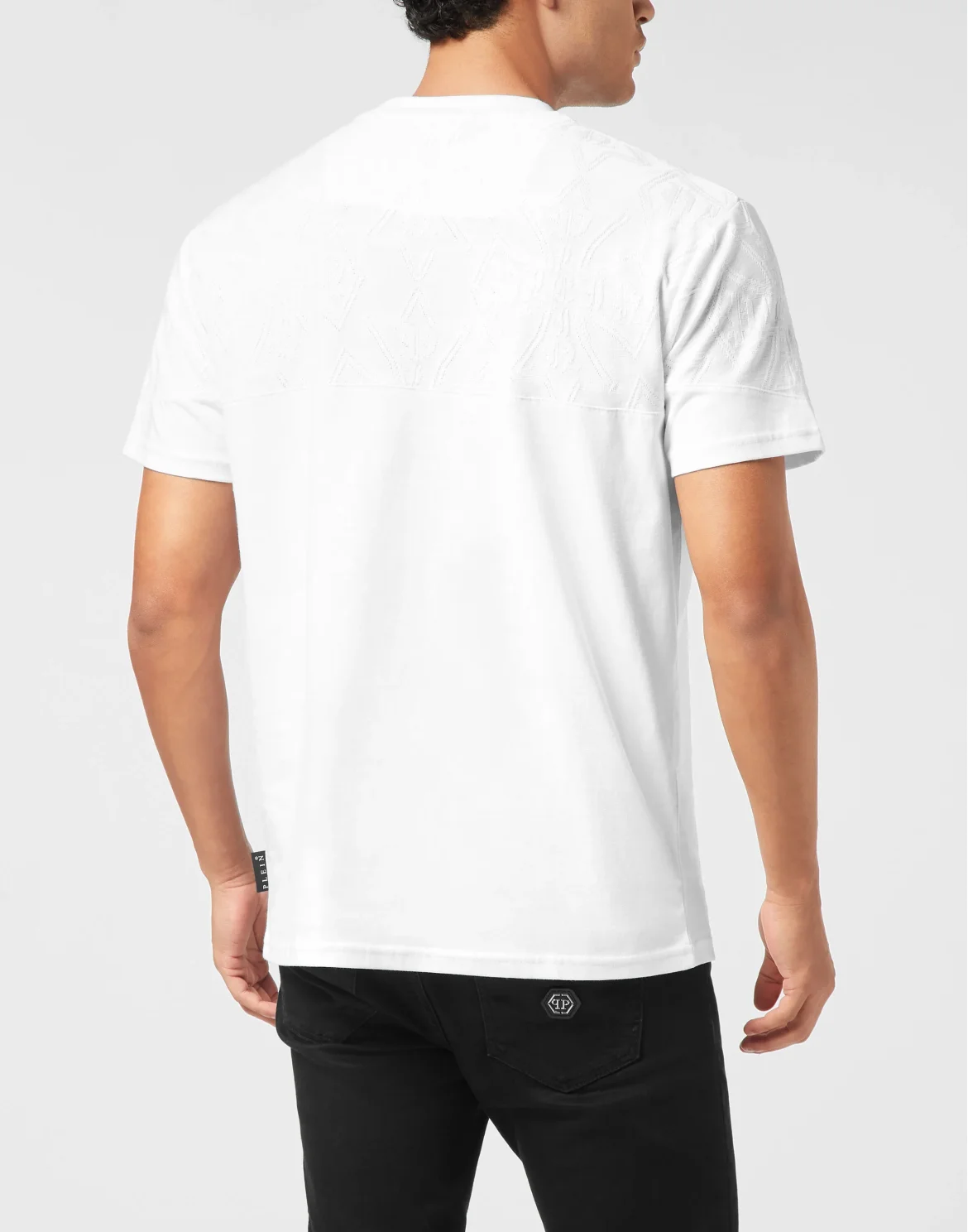 Round Neck T-Shirt Jacquard Crest Cut, цвет: Белый