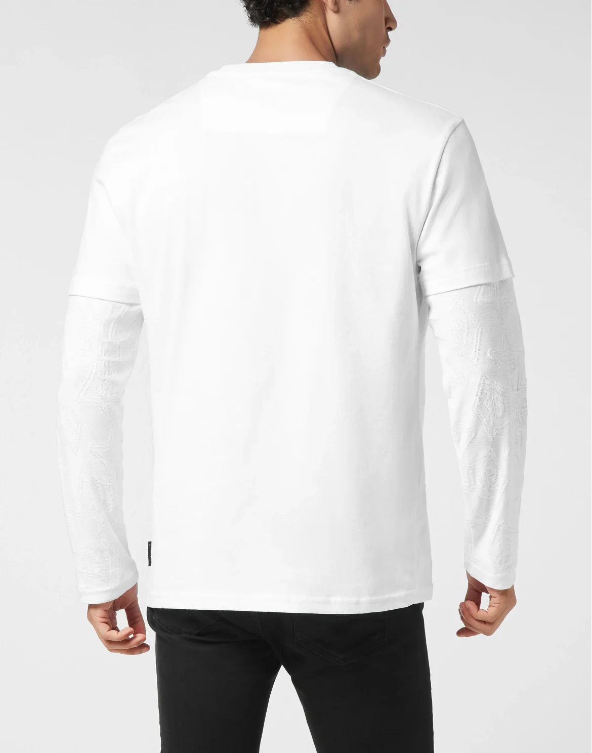 Double-Sleeved Longsleeve T-Shirt Jacquard Crest, цвет: Белый