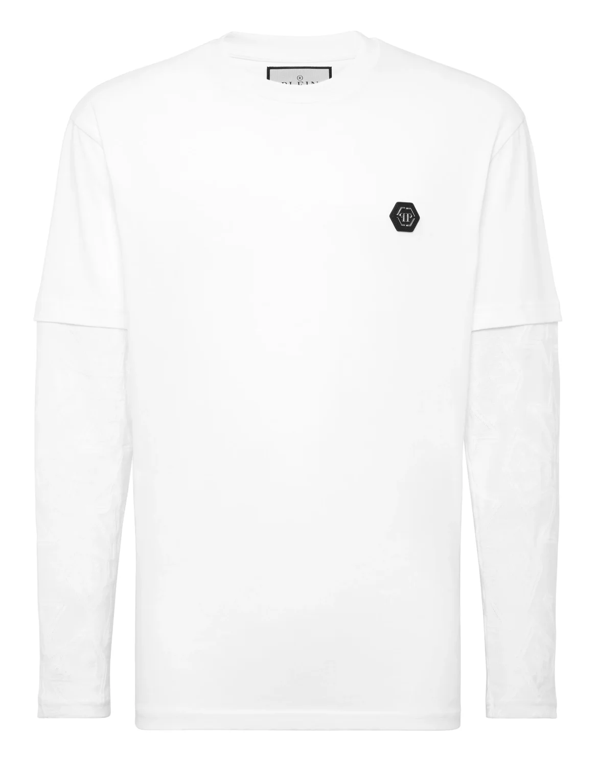 Double-Sleeved Longsleeve T-Shirt Jacquard Crest, цвет: Белый