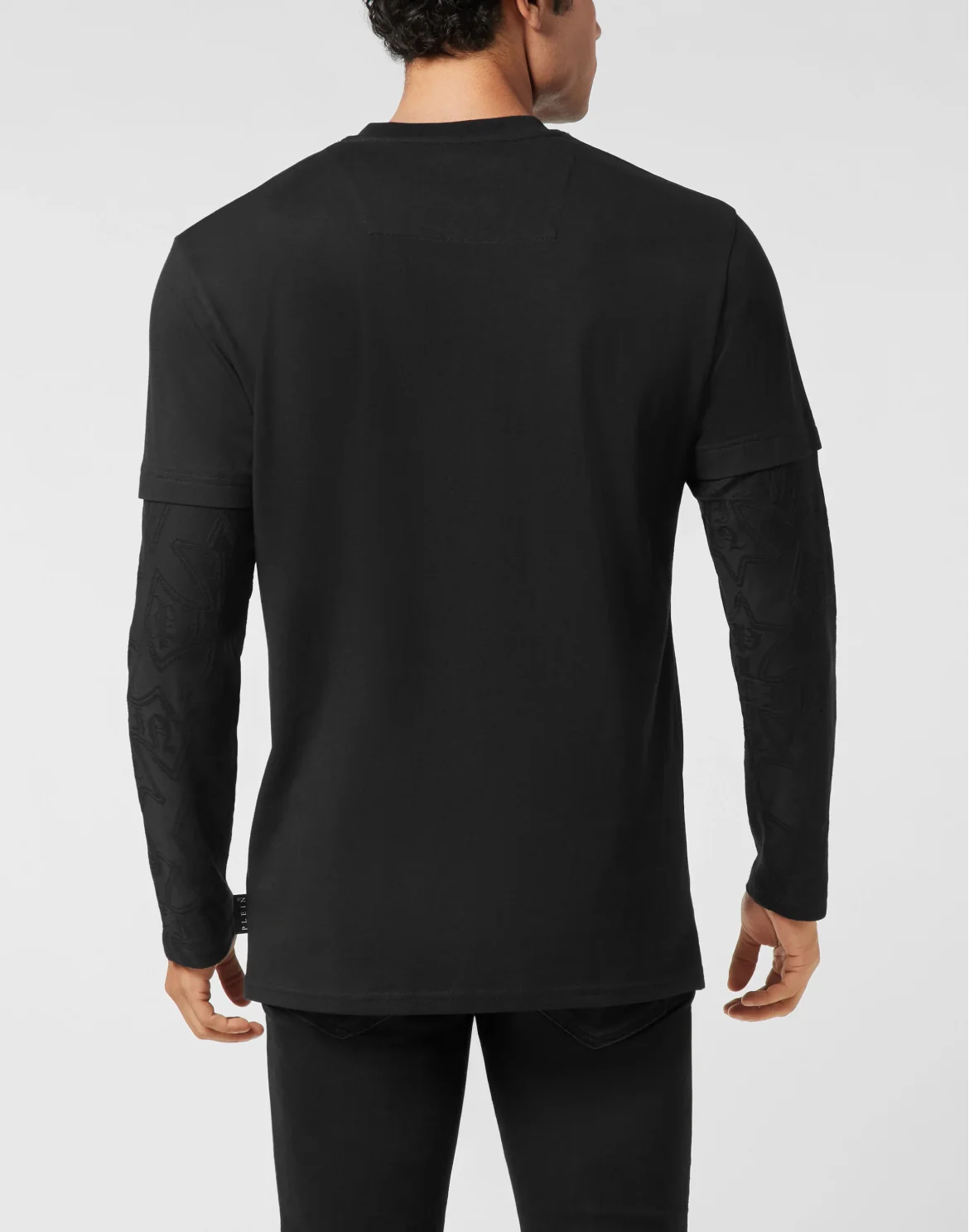 Double-Sleeved Longsleeve T-Shirt Jacquard Crest, цвет: Черный
