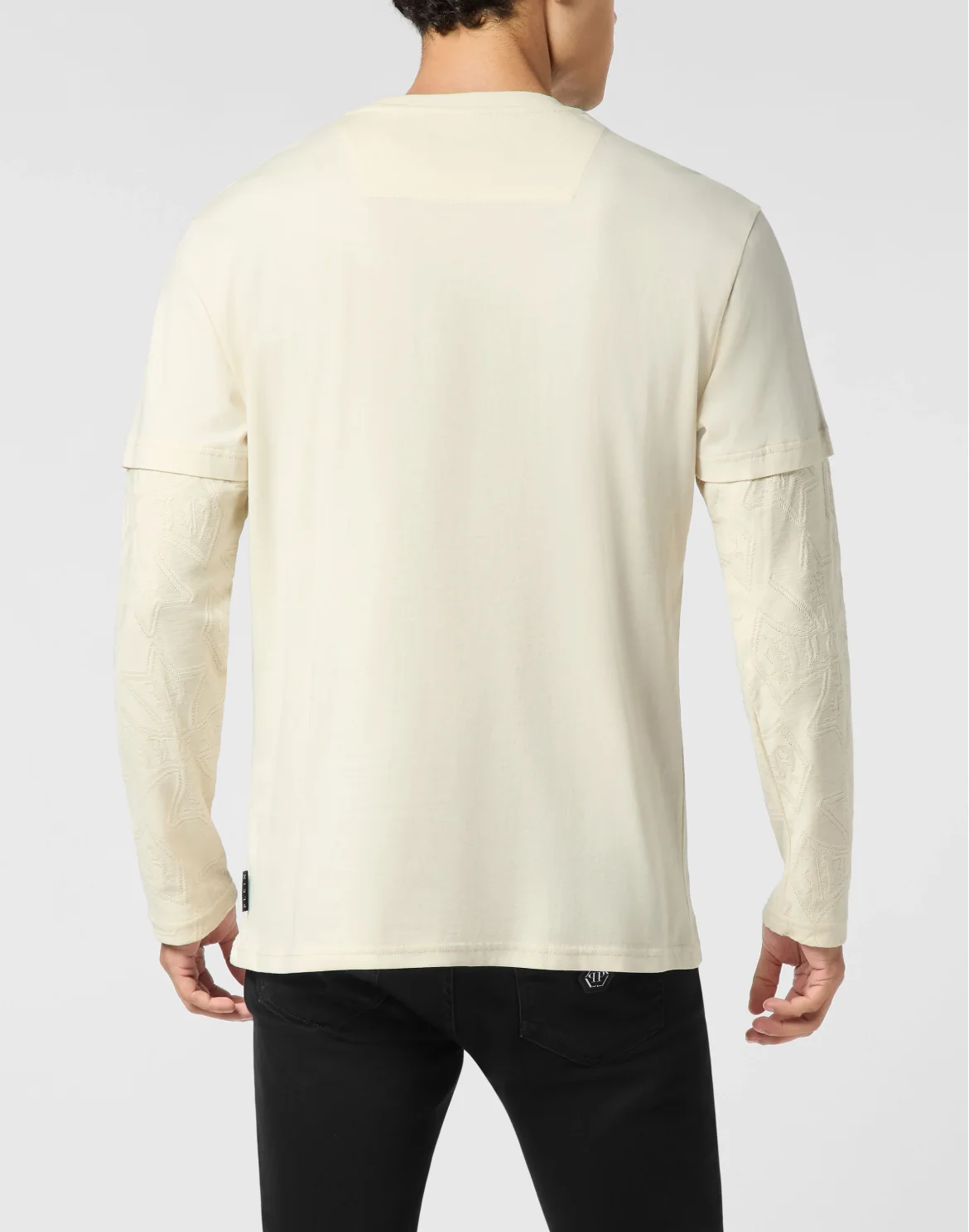 Double-Sleeved Longsleeve T-Shirt Jacquard Crest, цвет: Бежевый