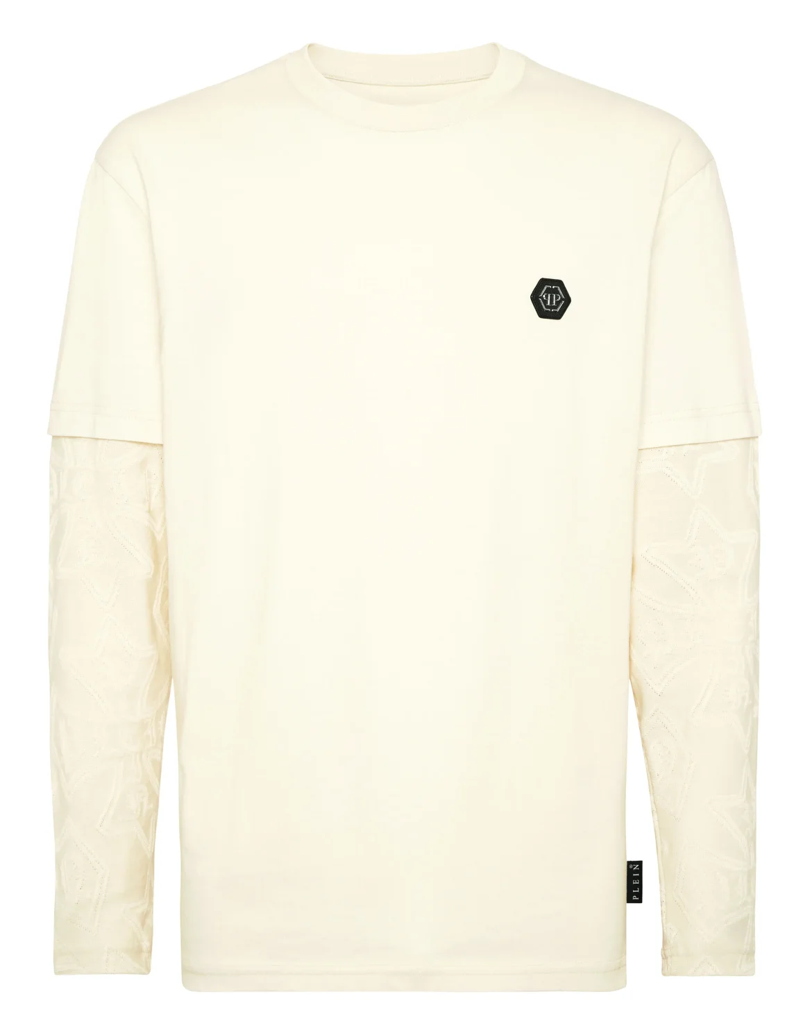 Double-Sleeved Longsleeve T-Shirt Jacquard Crest, цвет: Бежевый