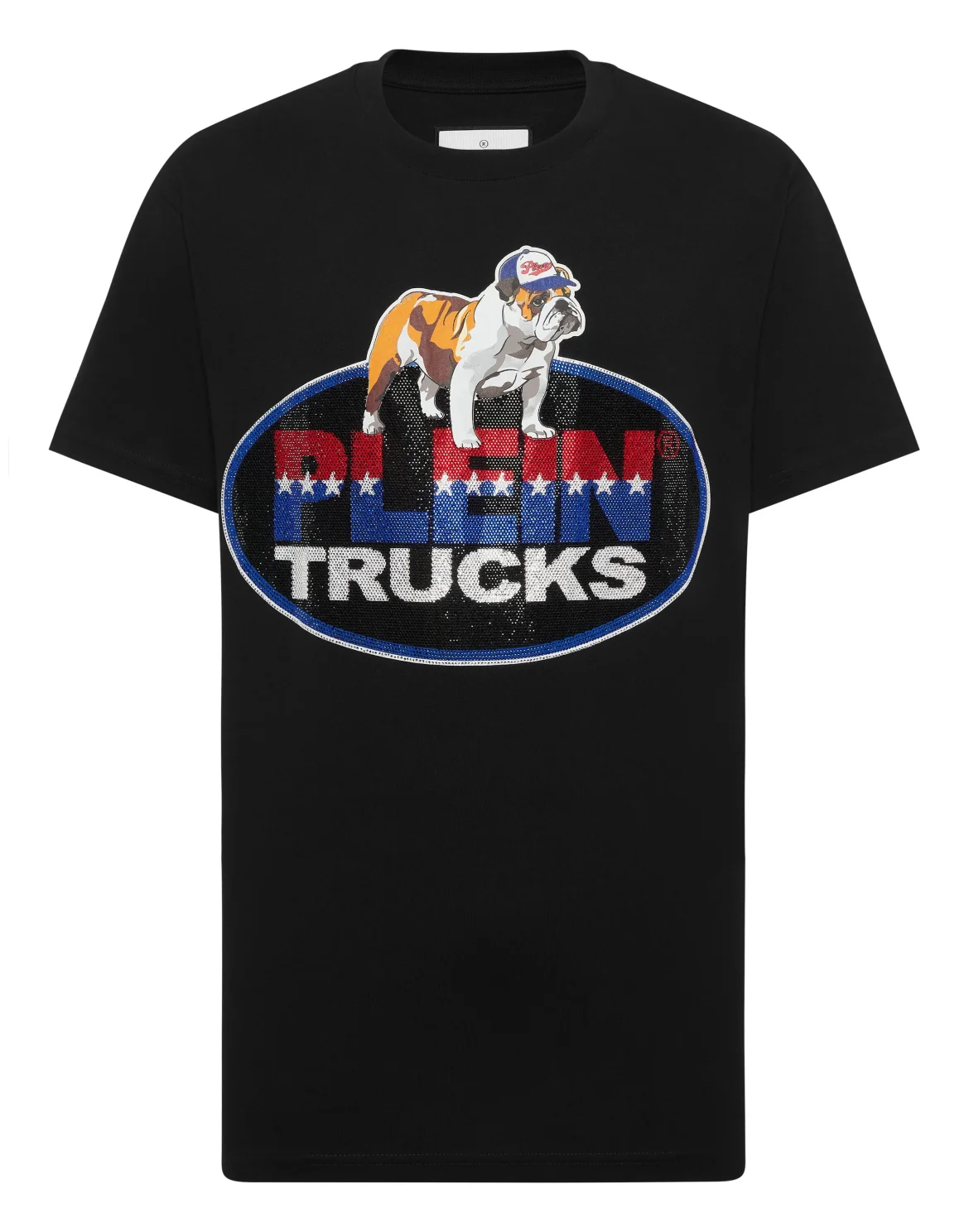 Round Neck T-Shirt Bulldog Crystal, цвет: Черный