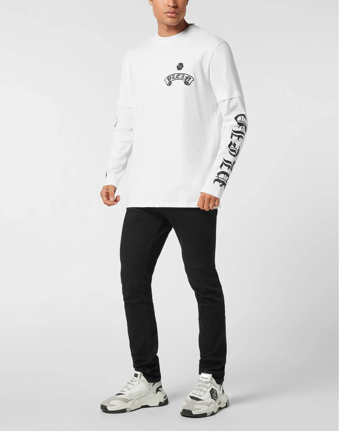 Double Sleeve T-Shirt Banner Embroidery, цвет: Белый