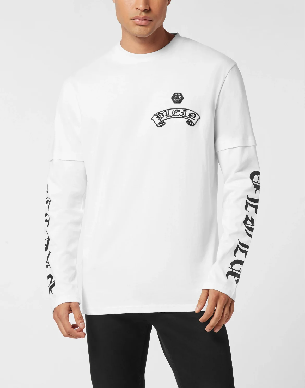 Double Sleeve T-Shirt Banner Embroidery, цвет: Белый