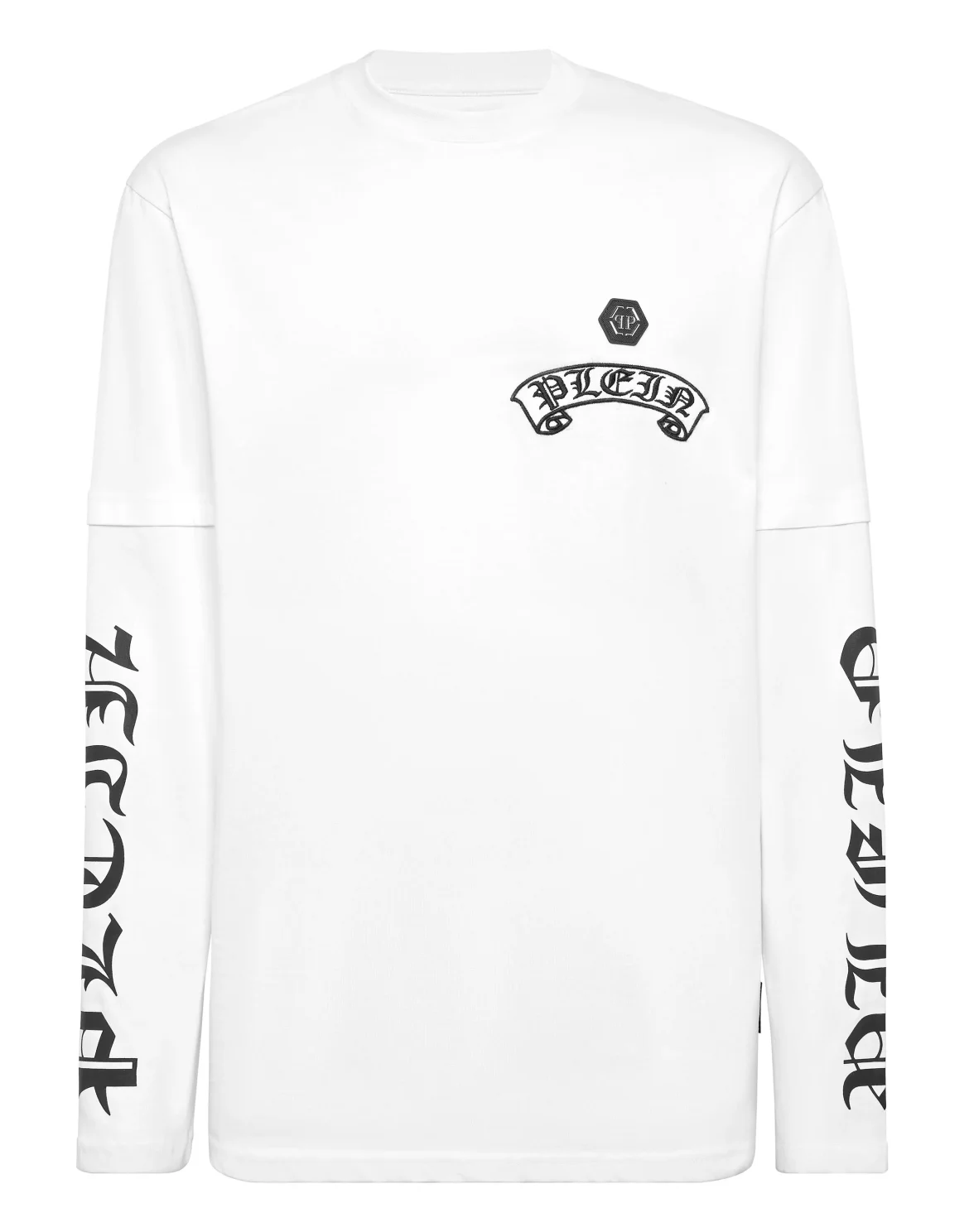 Double Sleeve T-Shirt Banner Embroidery, цвет: Белый