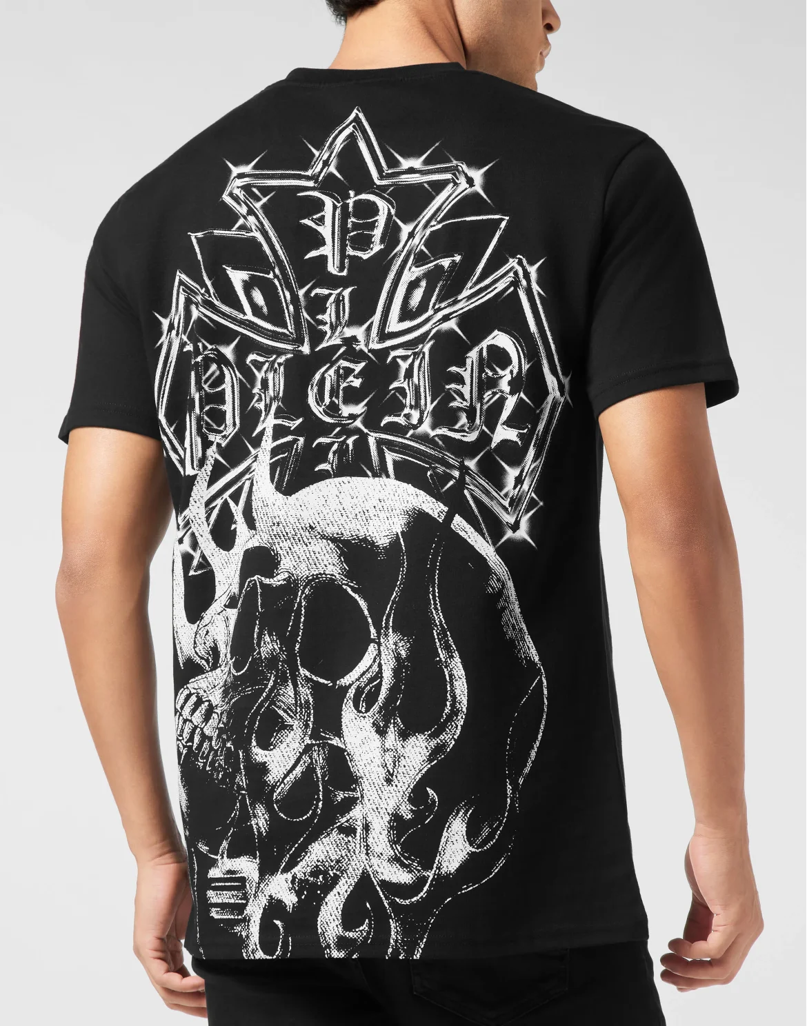 Round Neck T-Shirt Vintage Crest And Skull, цвет: Черный