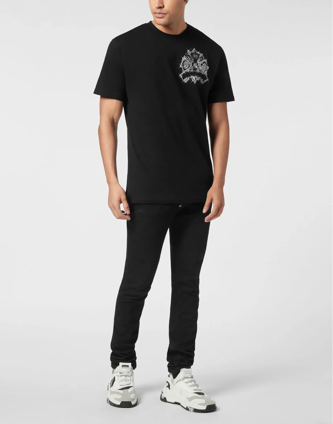 Round Neck T-Shirt Vintage Crest And Skull, цвет: Черный