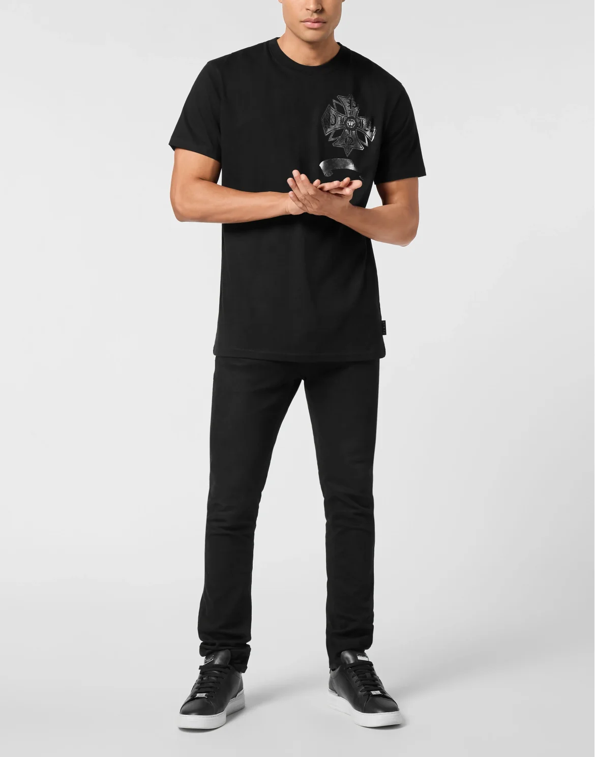 Washed Round Neck T-Shirt Destroyed Crest, цвет: Черный