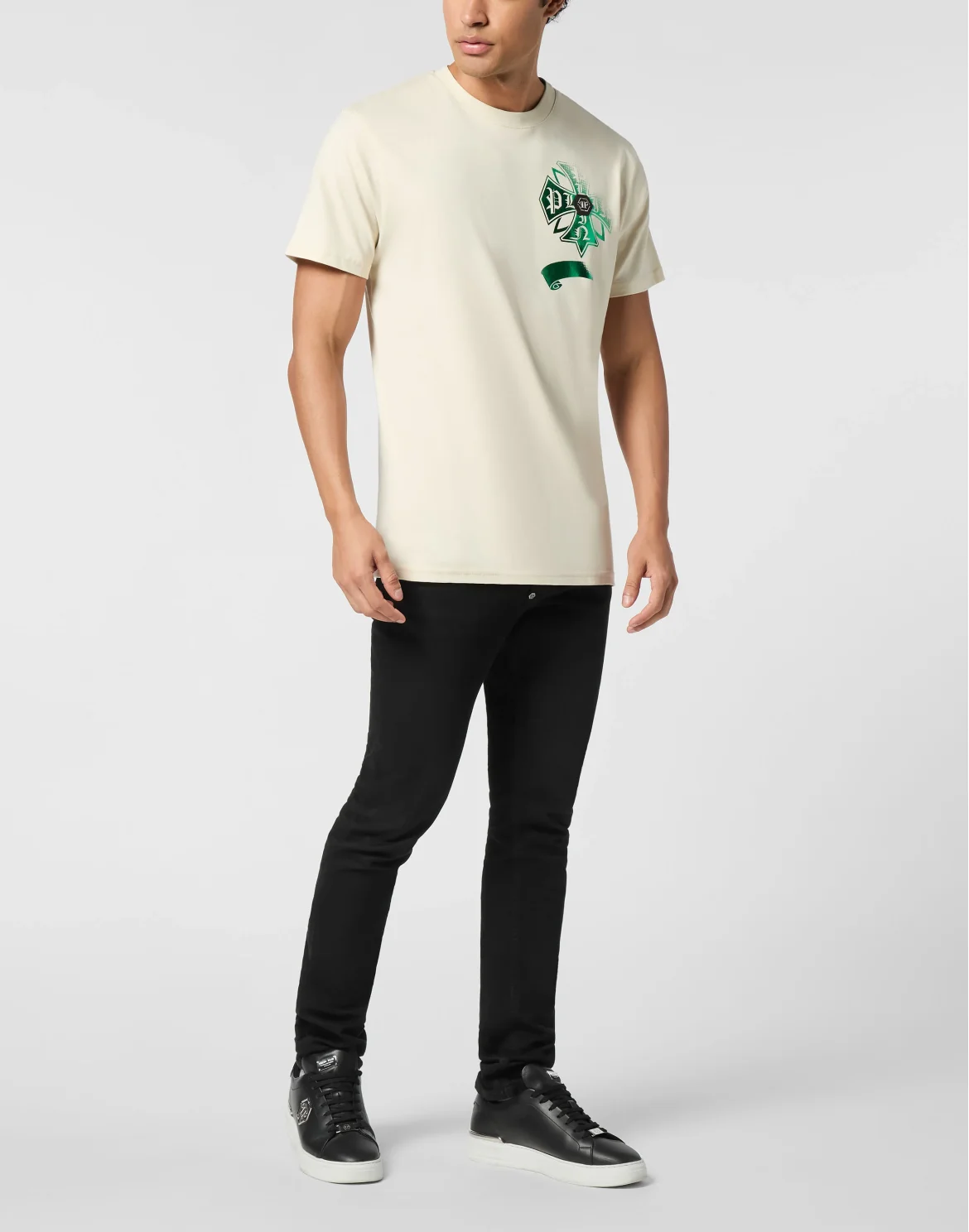 Washed Round Neck T-Shirt Destroyed Crest, цвет: Бежевый
