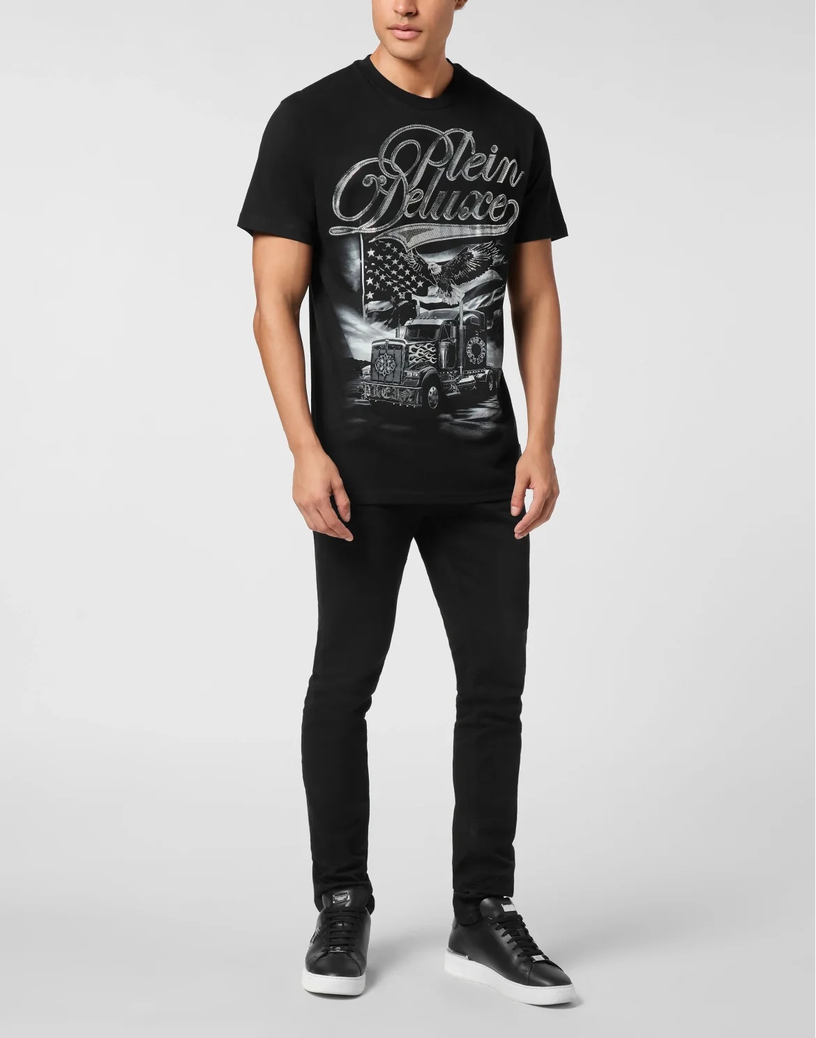 Round Neck T-Shirt Plein Truck Stones, цвет: Черный