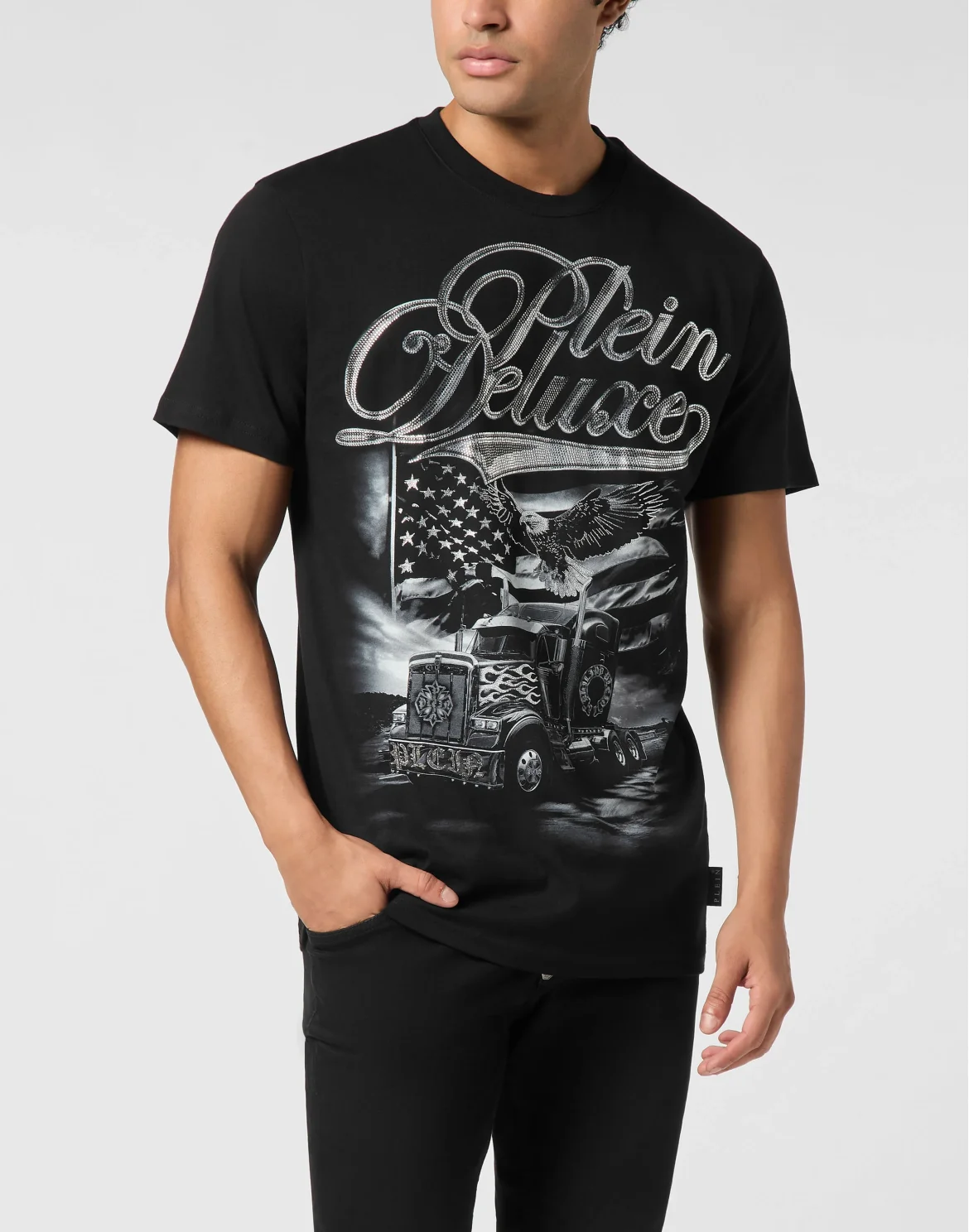 Round Neck T-Shirt Plein Truck Stones, цвет: Черный