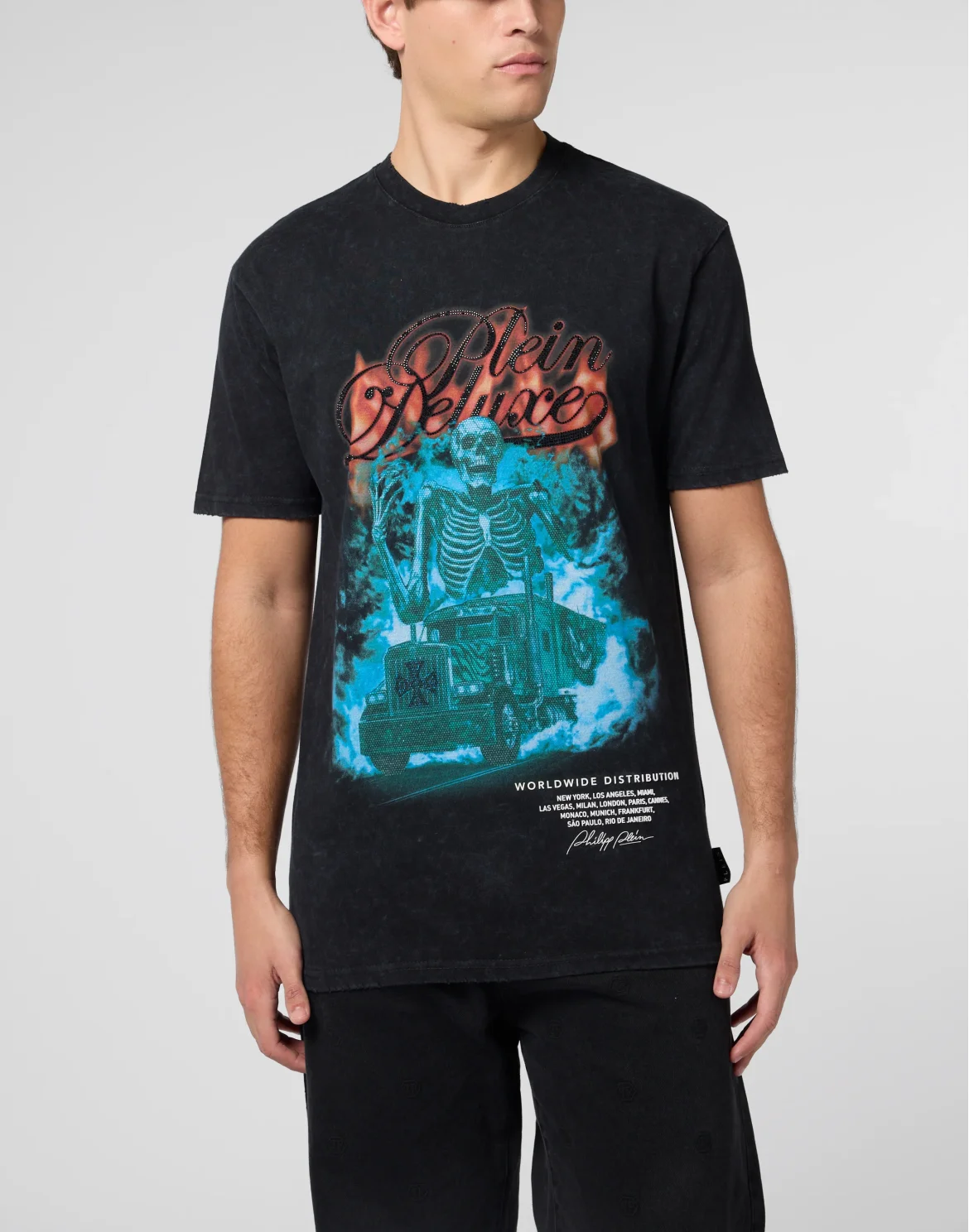 Round Neck T-Shirt Plein Deluxe Skeleton Stones, цвет: Черный