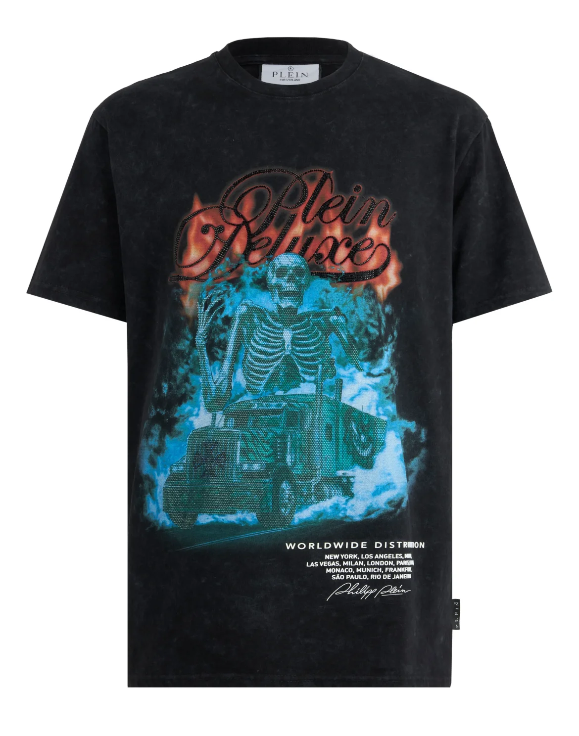 Round Neck T-Shirt Plein Deluxe Skeleton Stones, цвет: Черный