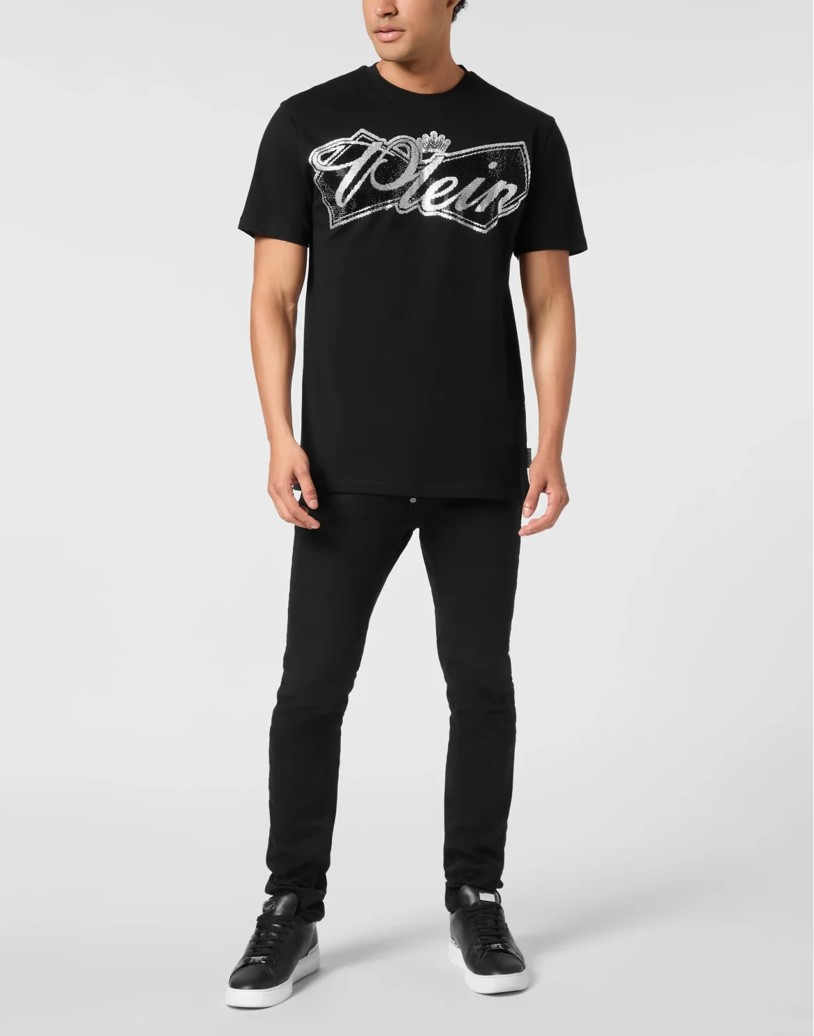 Round Neck T-Shirt Plein Crown Stones, цвет: Черный