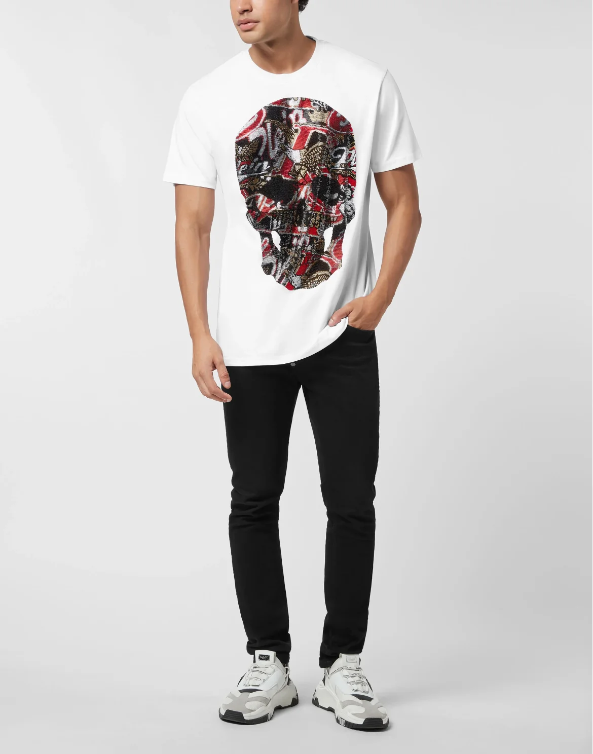 Round Neck T-Shirt Skull Stones, цвет: Белый