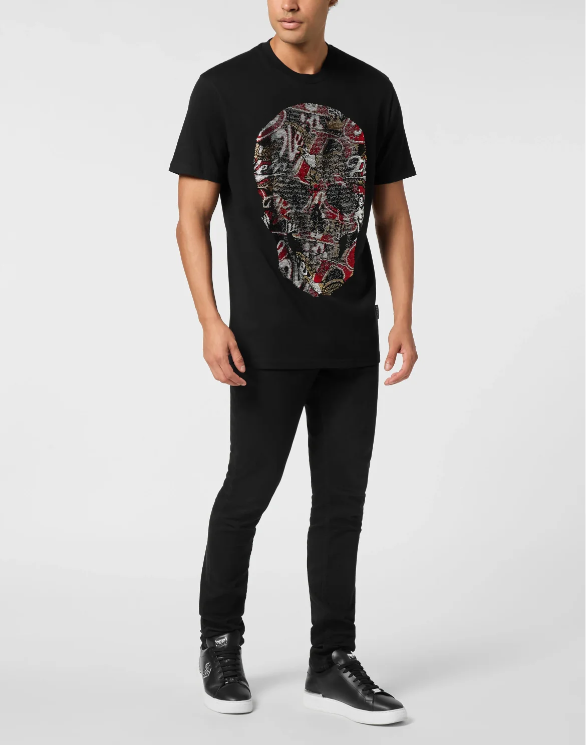 Round Neck T-Shirt Skull Stones, цвет: Черный