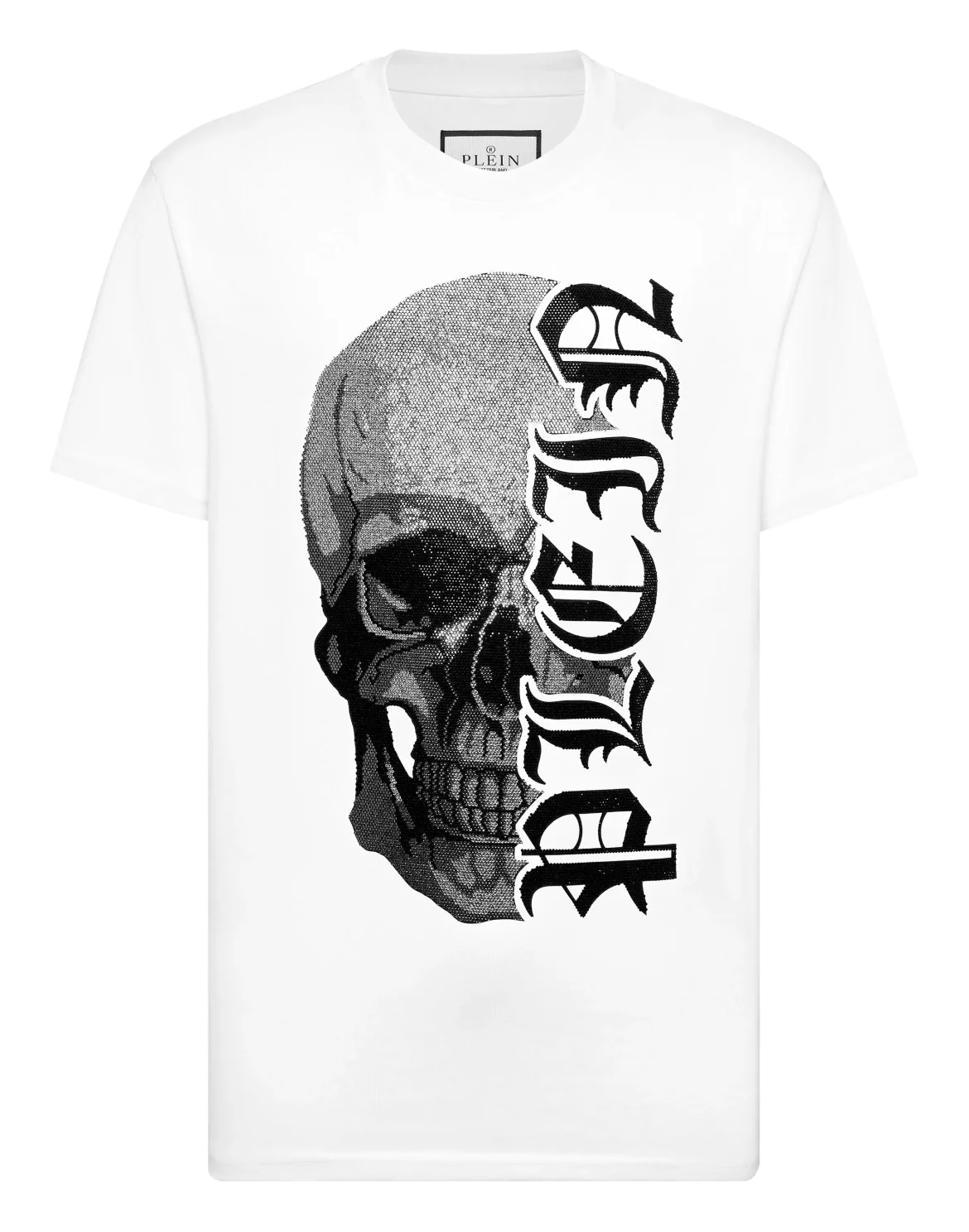 Round Neck T-Shirt Gothic Plein Stones, цвет: Белый