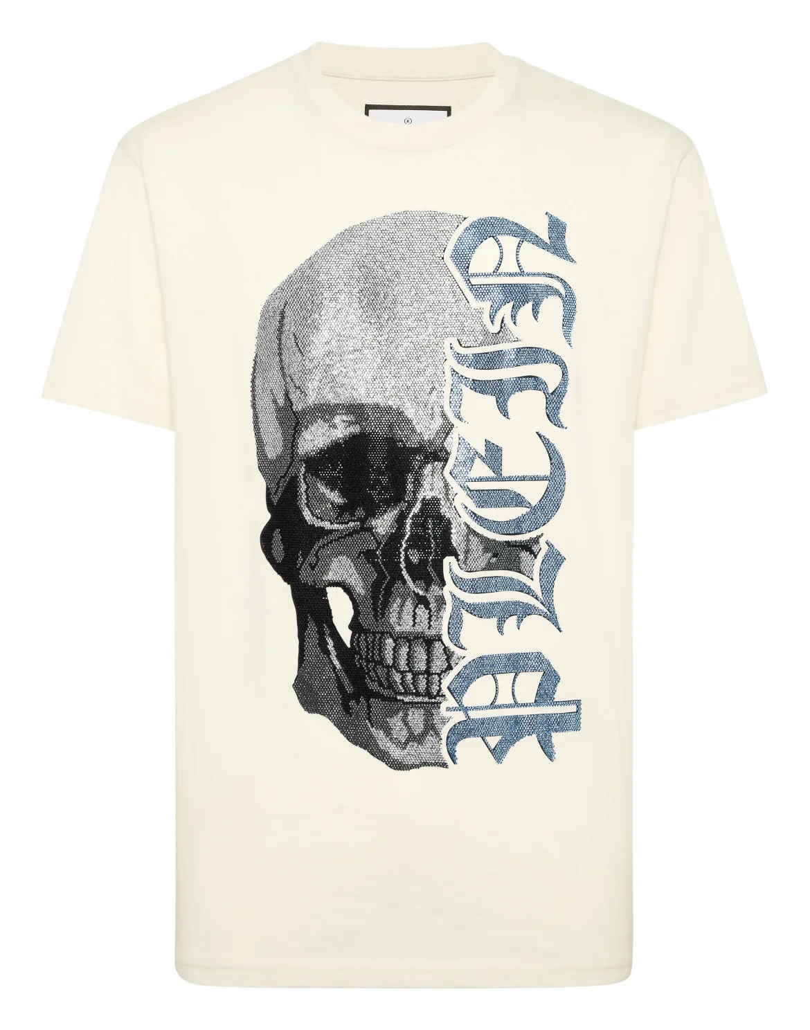 Round Neck T-Shirt Gothic Plein Stones, цвет: Бежевый