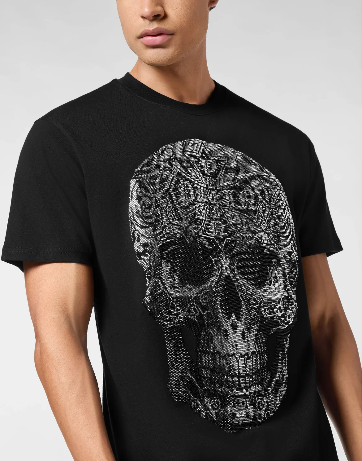 Round Neck T-Shirt Gothic Skull, цвет: Черный