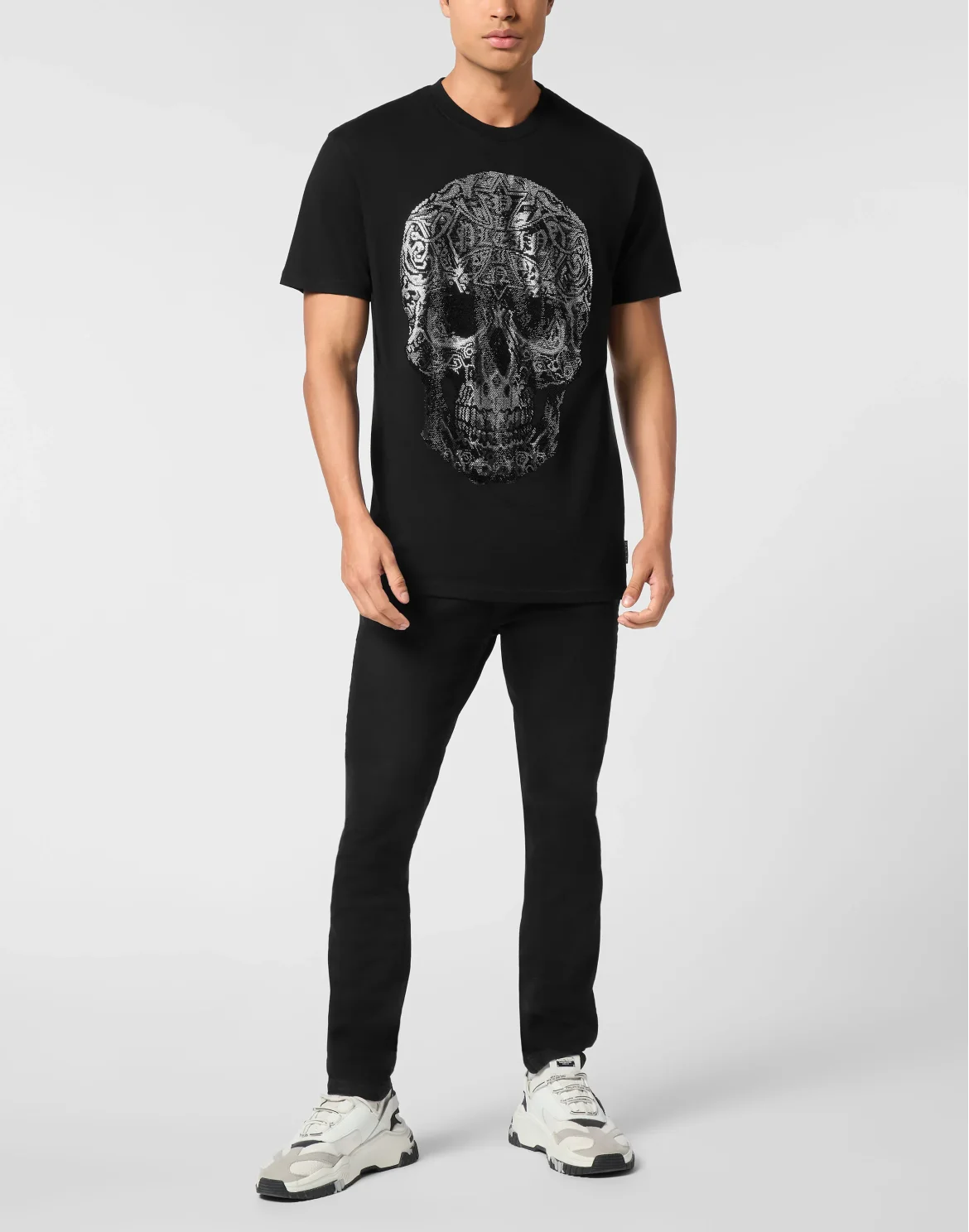Round Neck T-Shirt Gothic Skull, цвет: Черный