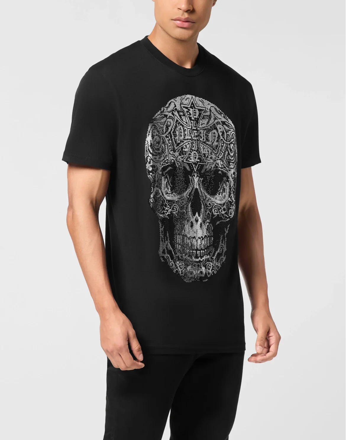 Round Neck T-Shirt Gothic Skull, цвет: Черный