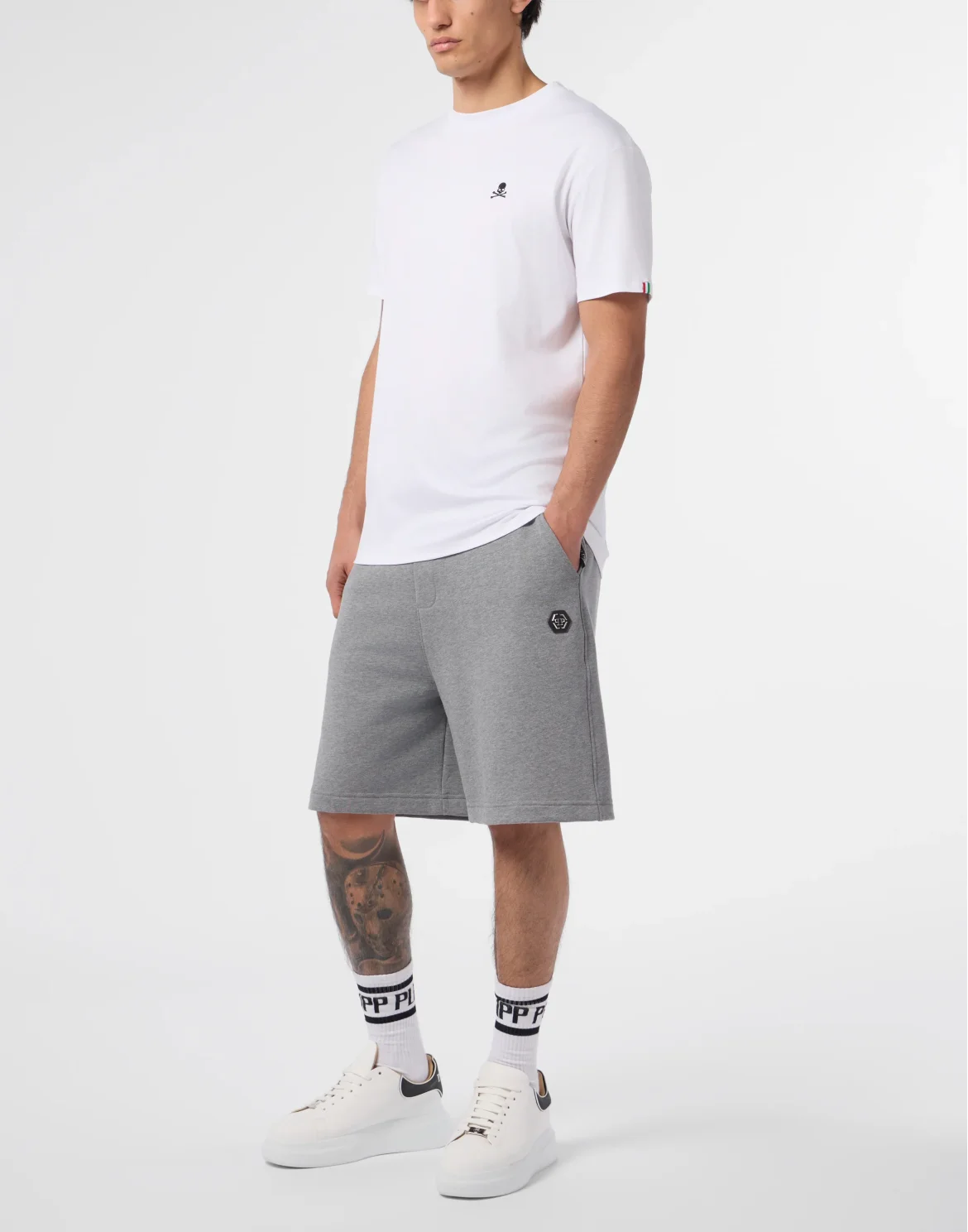 Basic Round Neck T-Shirt Skull, цвет: Белый