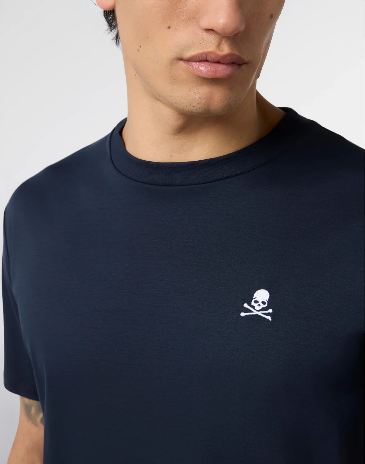 Basic Round Neck T-Shirt Skull, цвет: Синий
