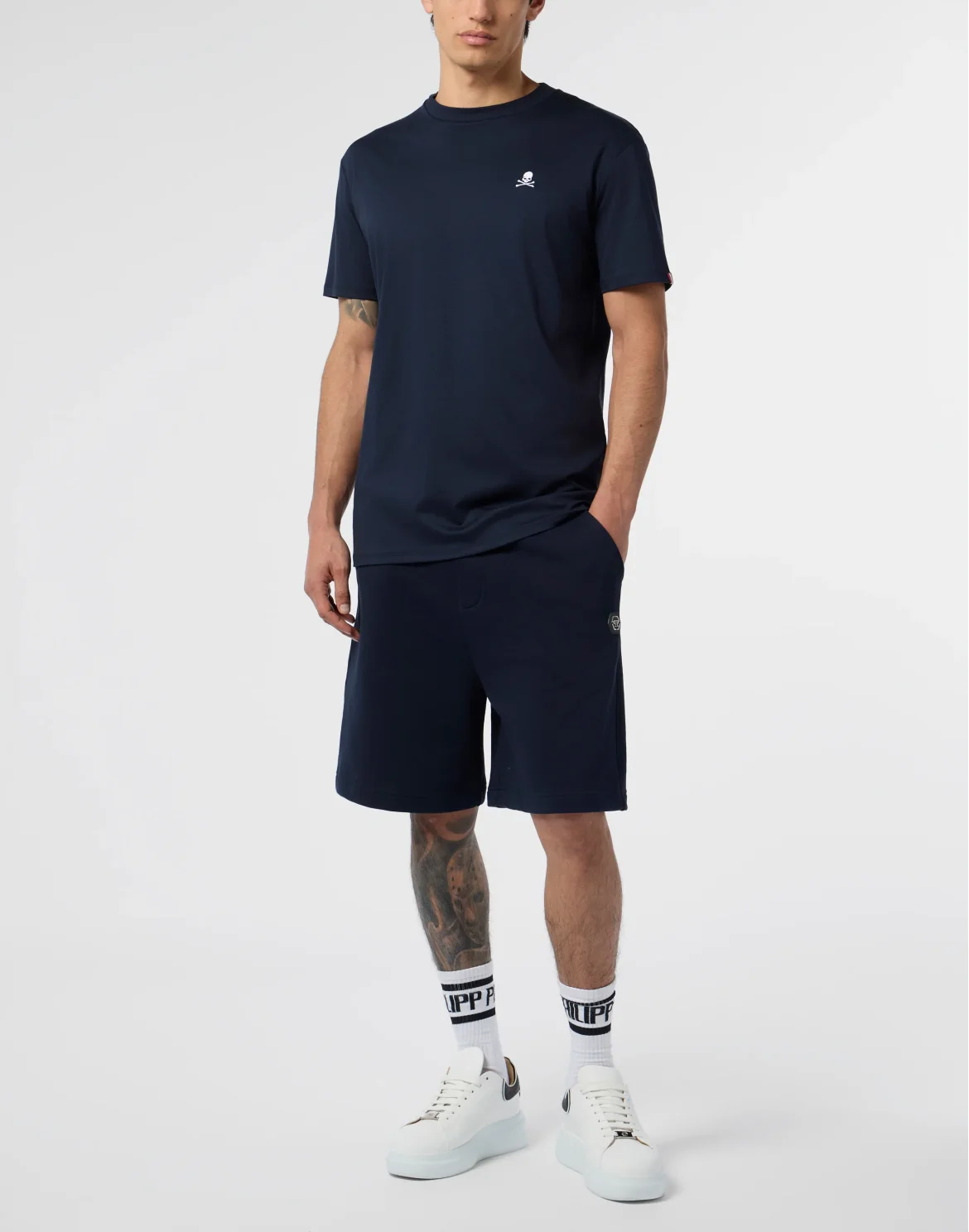 Basic Round Neck T-Shirt Skull, цвет: Синий
