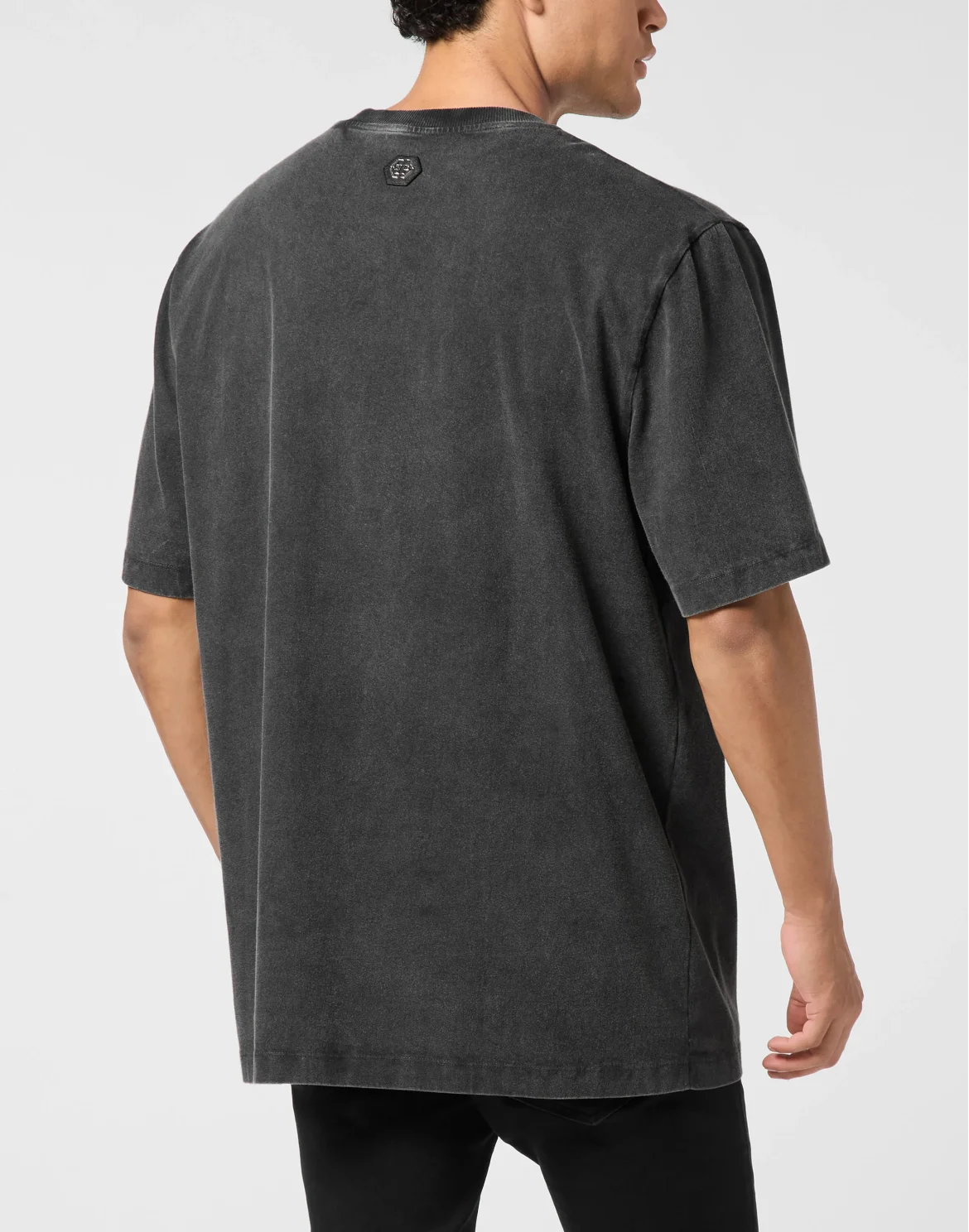Washed Round Neck T-Shirt Baroque Skull, цвет: Черный