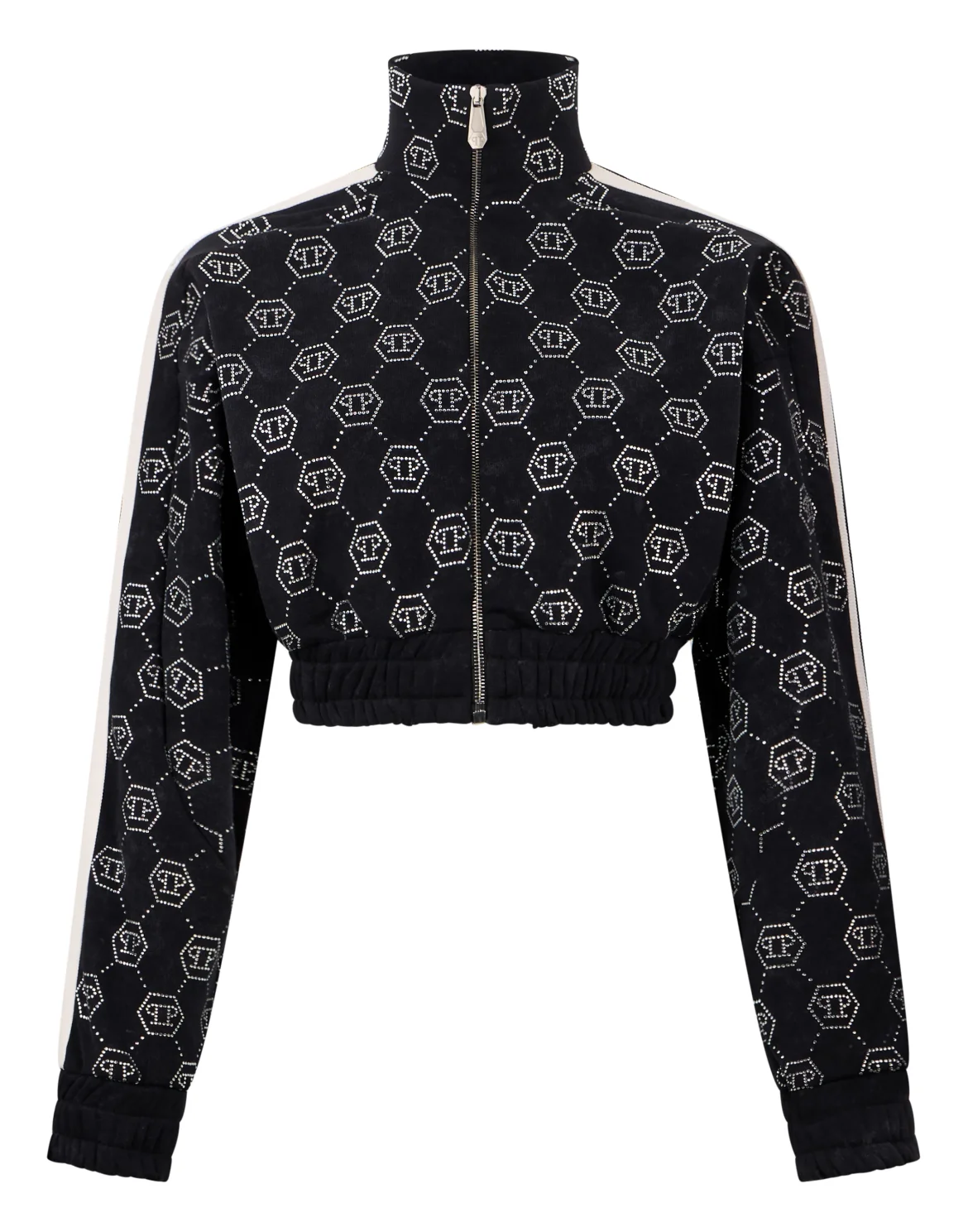 Fleece Tracksuit Jacket Monogram Crystal, цвет: Черный
