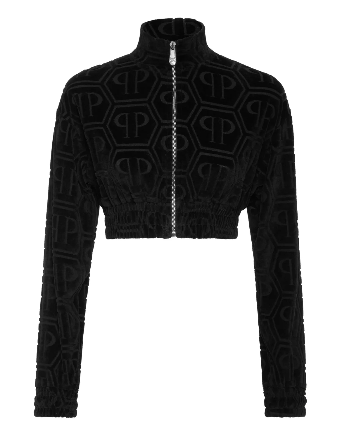 Cropped Tracksuit Jacket Jacquard Monogram, цвет: Черный